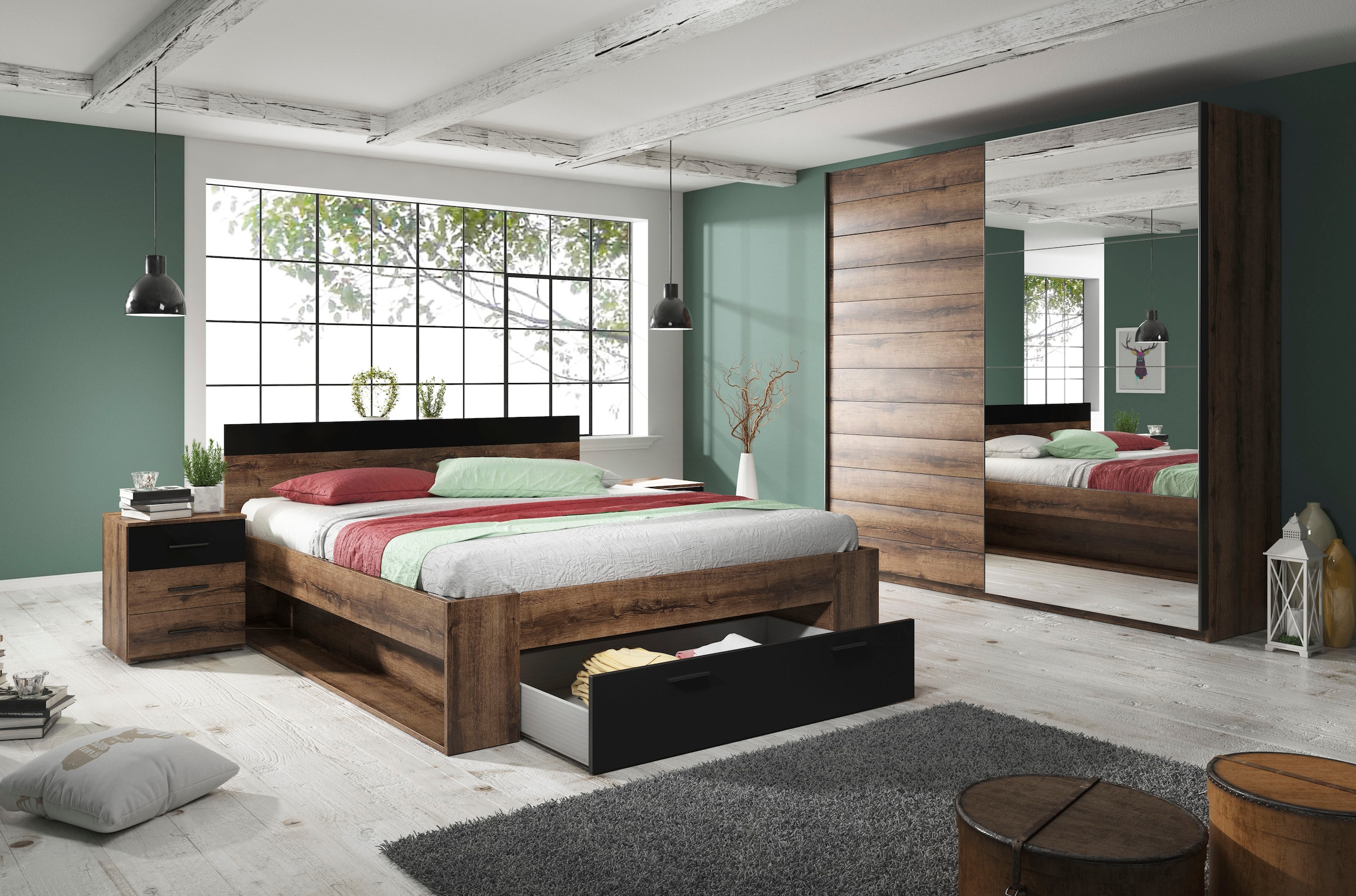 Schlafzimmer-Set »Beta Komplettschlafzimmer in 3 Farben und 2 Bettgrößen,«, (4 tlg.),...