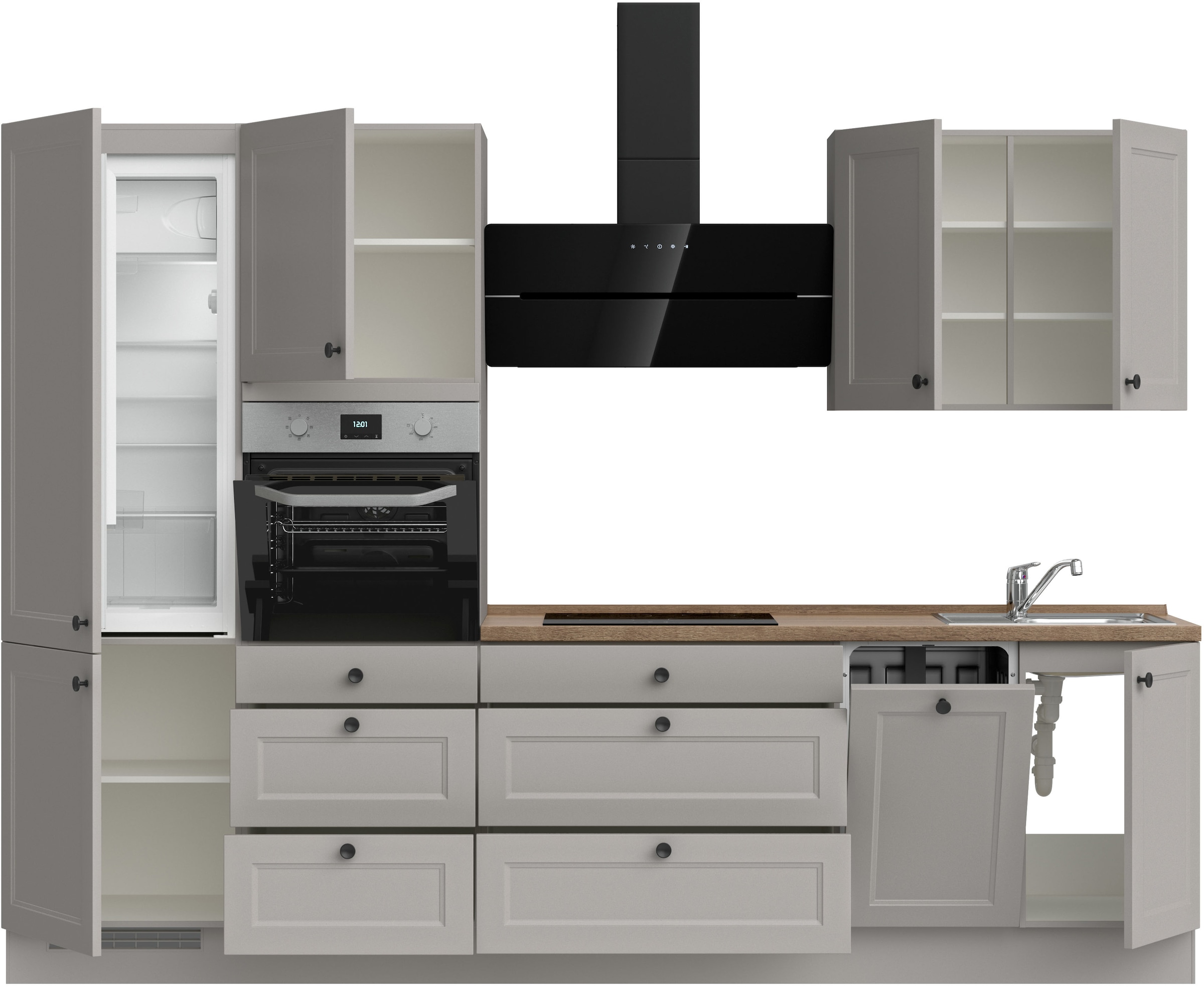 nobilia® Küchenzeile »"Cascada II"«, vormontiert, Breite 300 cm, Ausrichtung wählbar, wahlw. mit E-Geräten