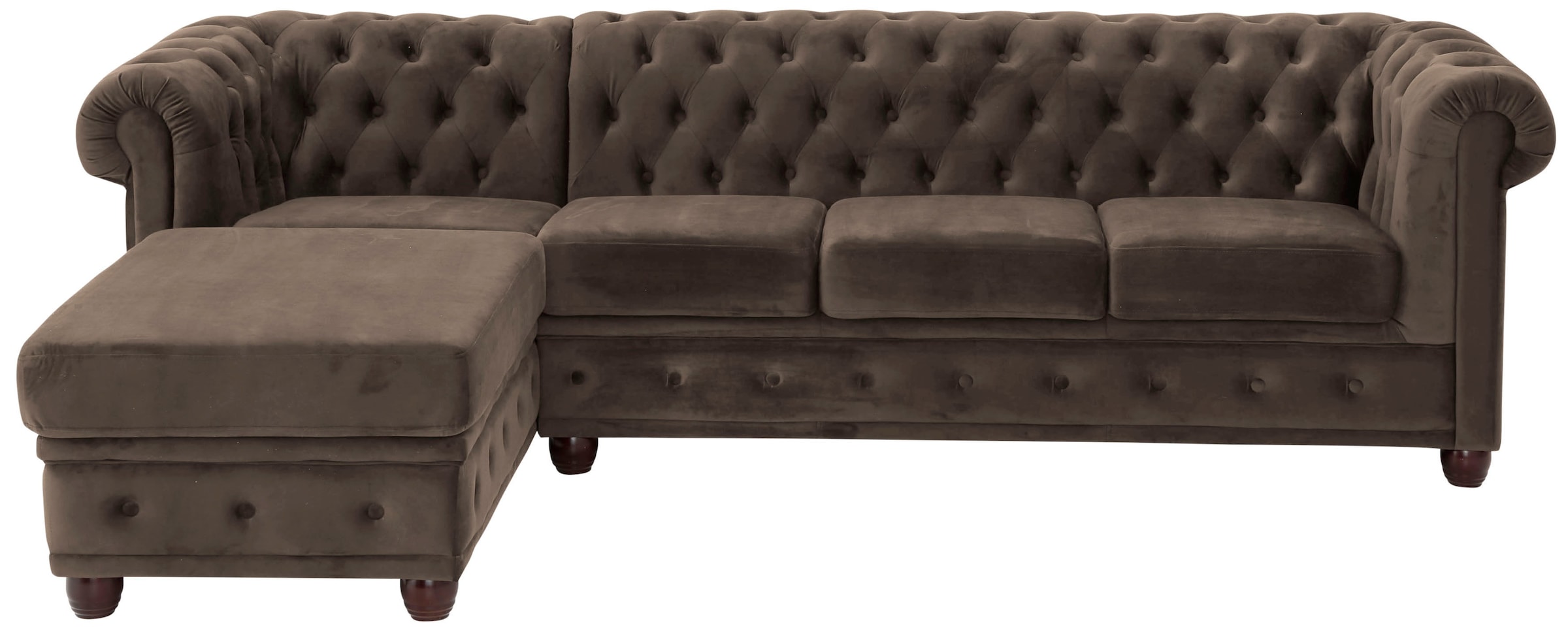 Home affaire Chesterfield-Sofa »New Castle L-Form«, hochwertige Knopfheftung in Chesterfield-Design, B/T/H: 255(171/72)