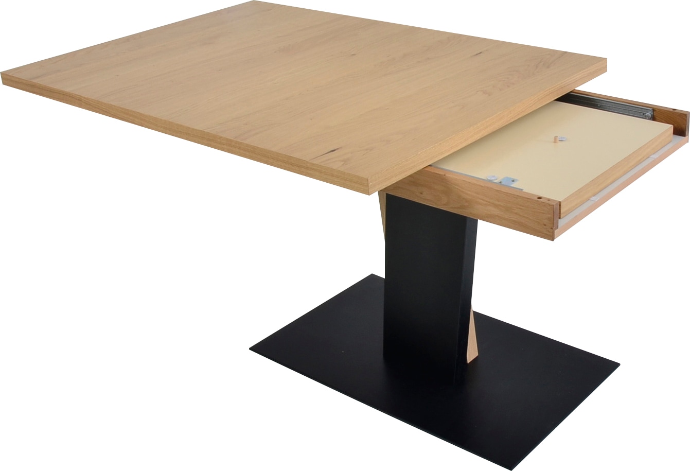 K+W Komfort & Wohnen Esstisch »Giacomo III«, Esstisch in Asteiche bianco furniert, Untergestell im 2 Farben-Mix