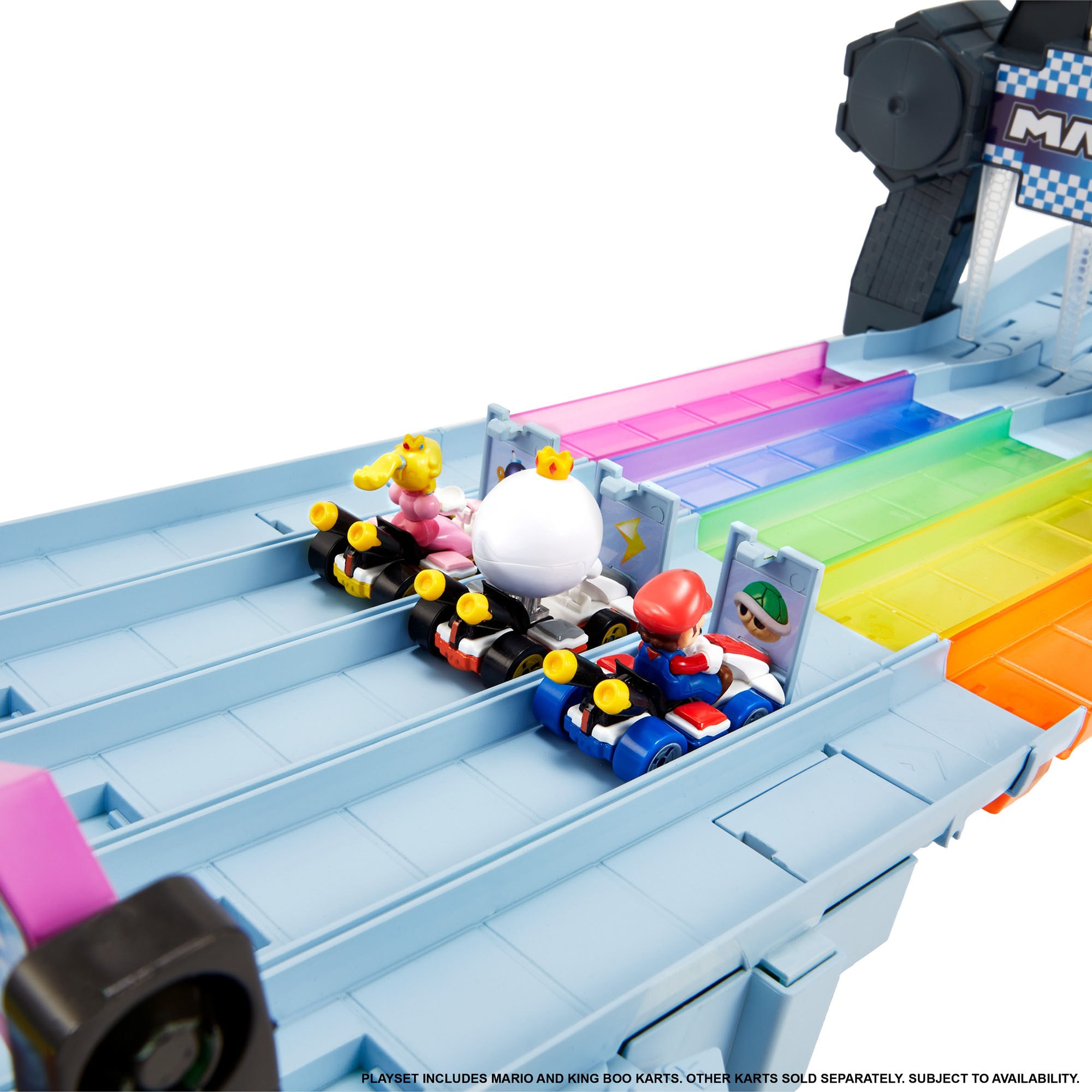 Hot Wheels Autorennbahn »Mario Kart Regenbogen Rennstrecke«, inkl. 2 Spielzeugautos