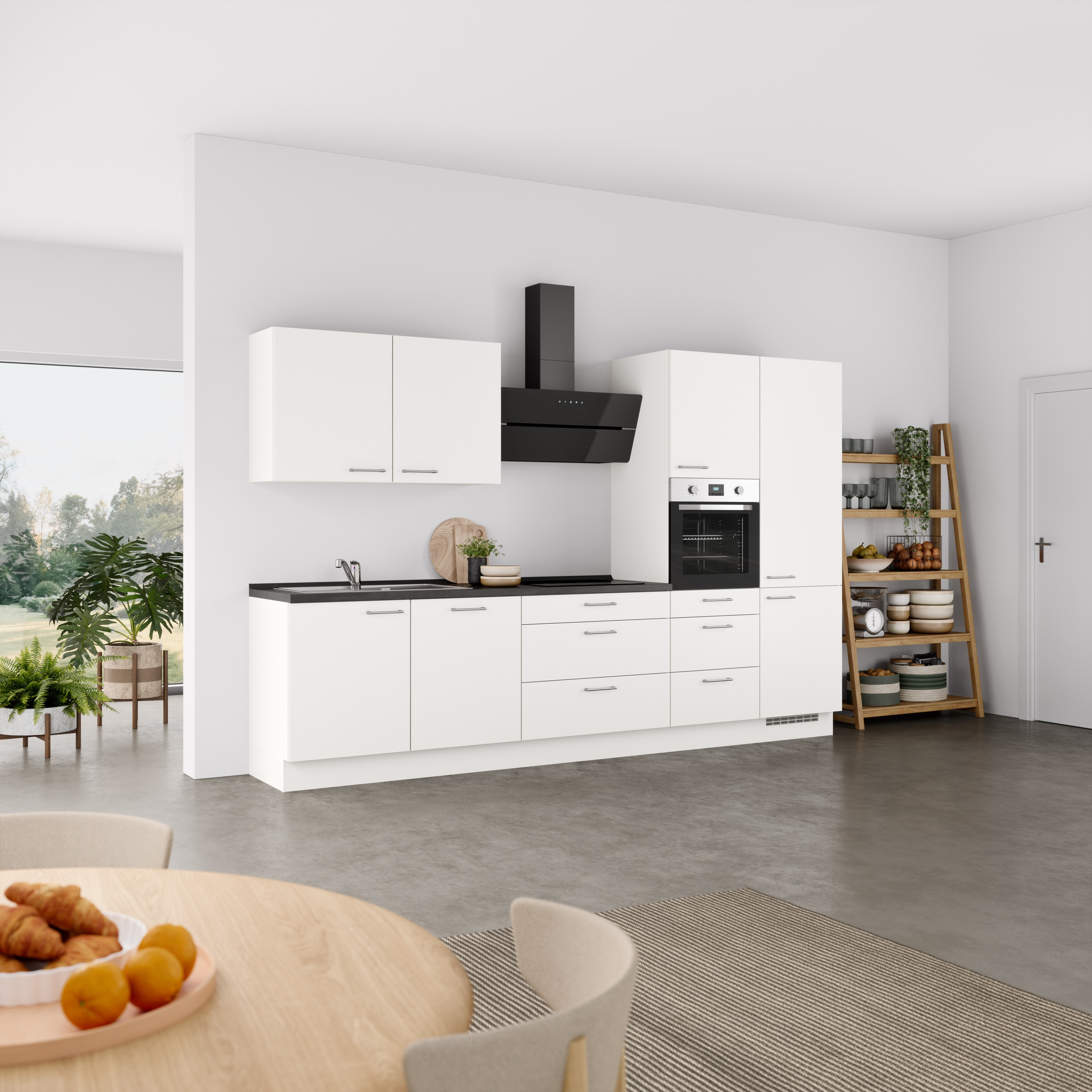 nobilia® Küchenzeile »"Laser II"«, vormontiert, Ausrichtung wählbar, Breite 330 cm, wahlw. mit E-Geräten