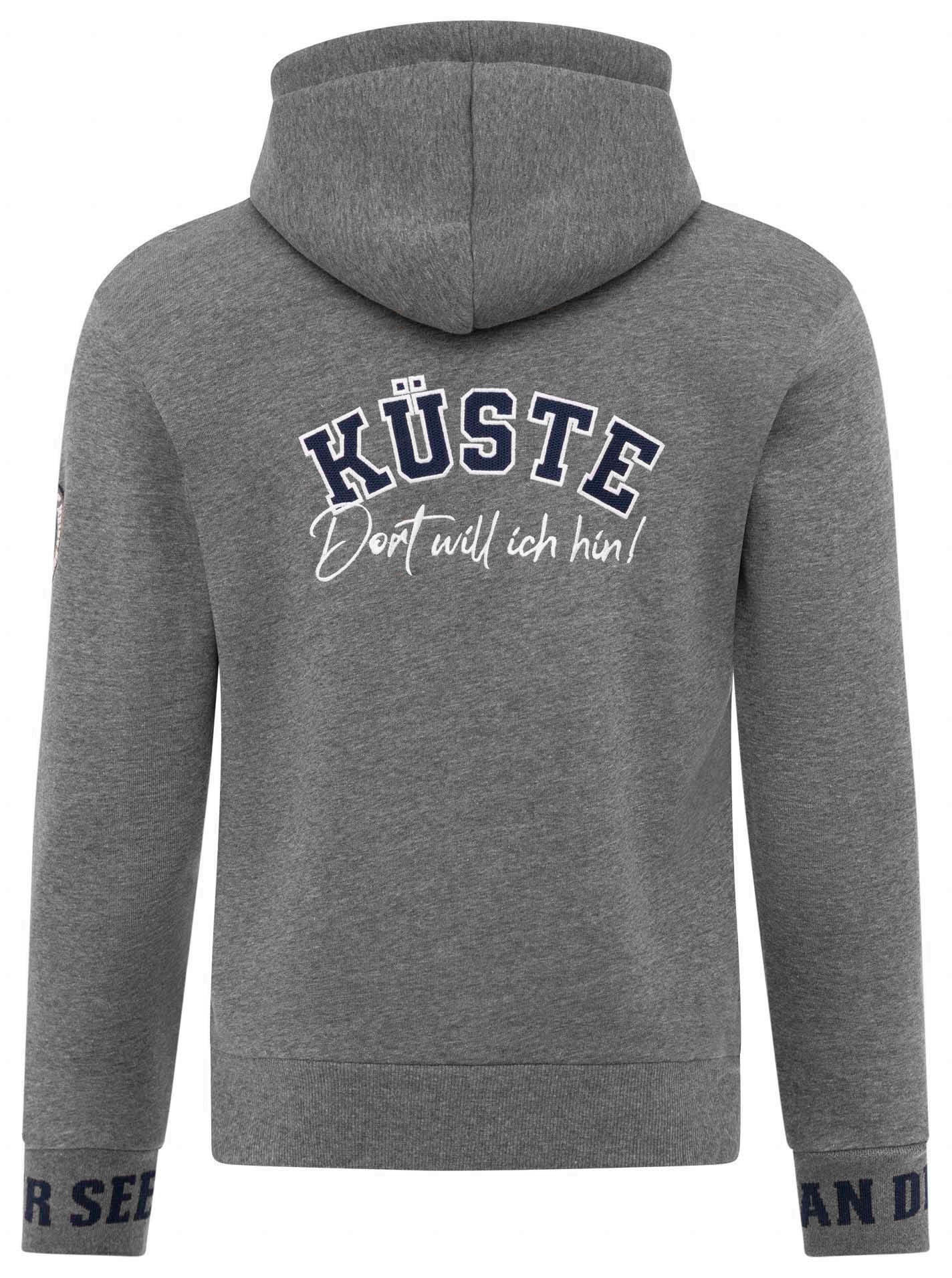 Zwillingsherz Kapuzensweatjacke ""Küste Meer Moin"", mit Zipper großer Stic günstig online kaufen