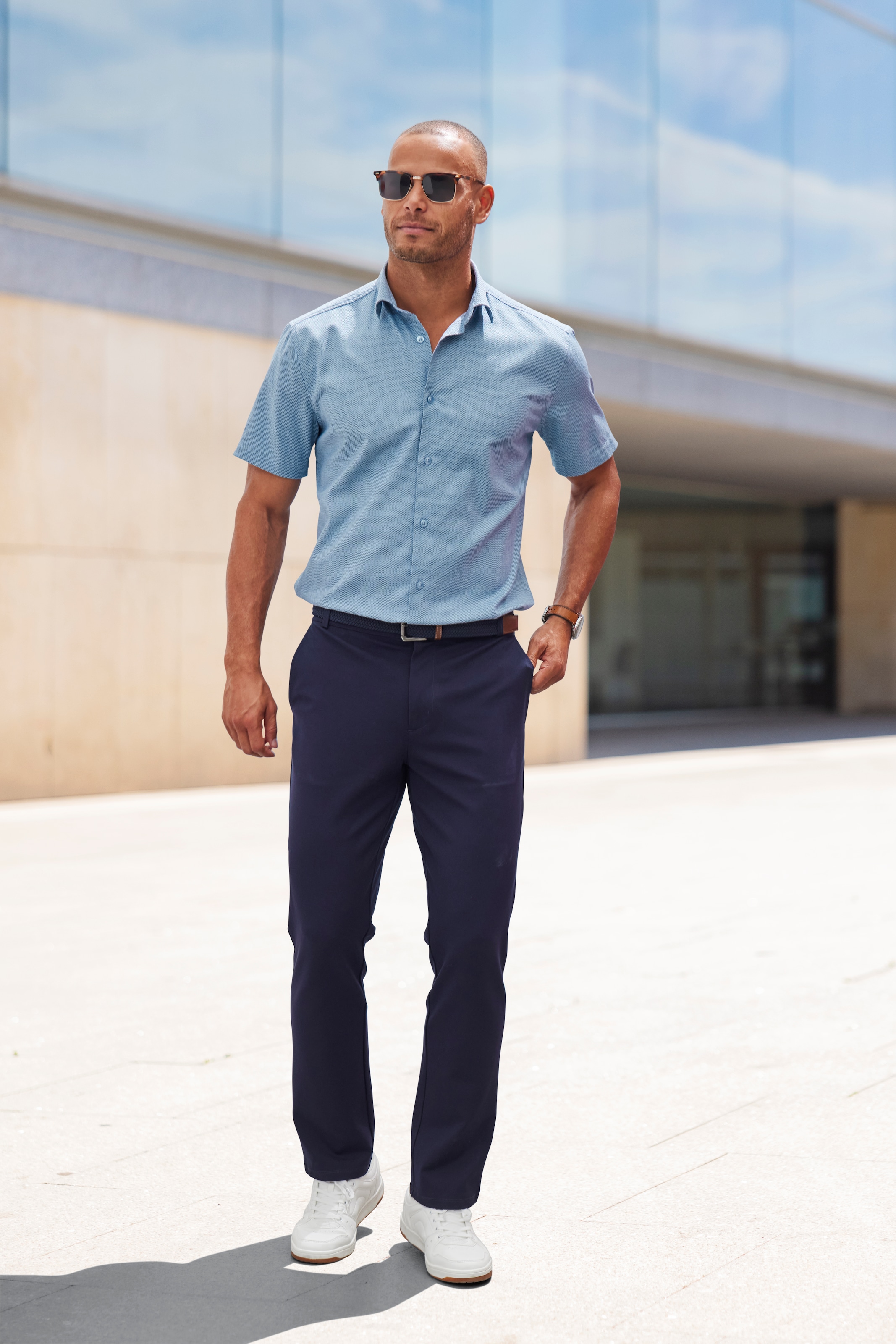 H.I.S Kurzarmhemd »Regular-fit«, elastisches Jaquard-Kurzarmhemd