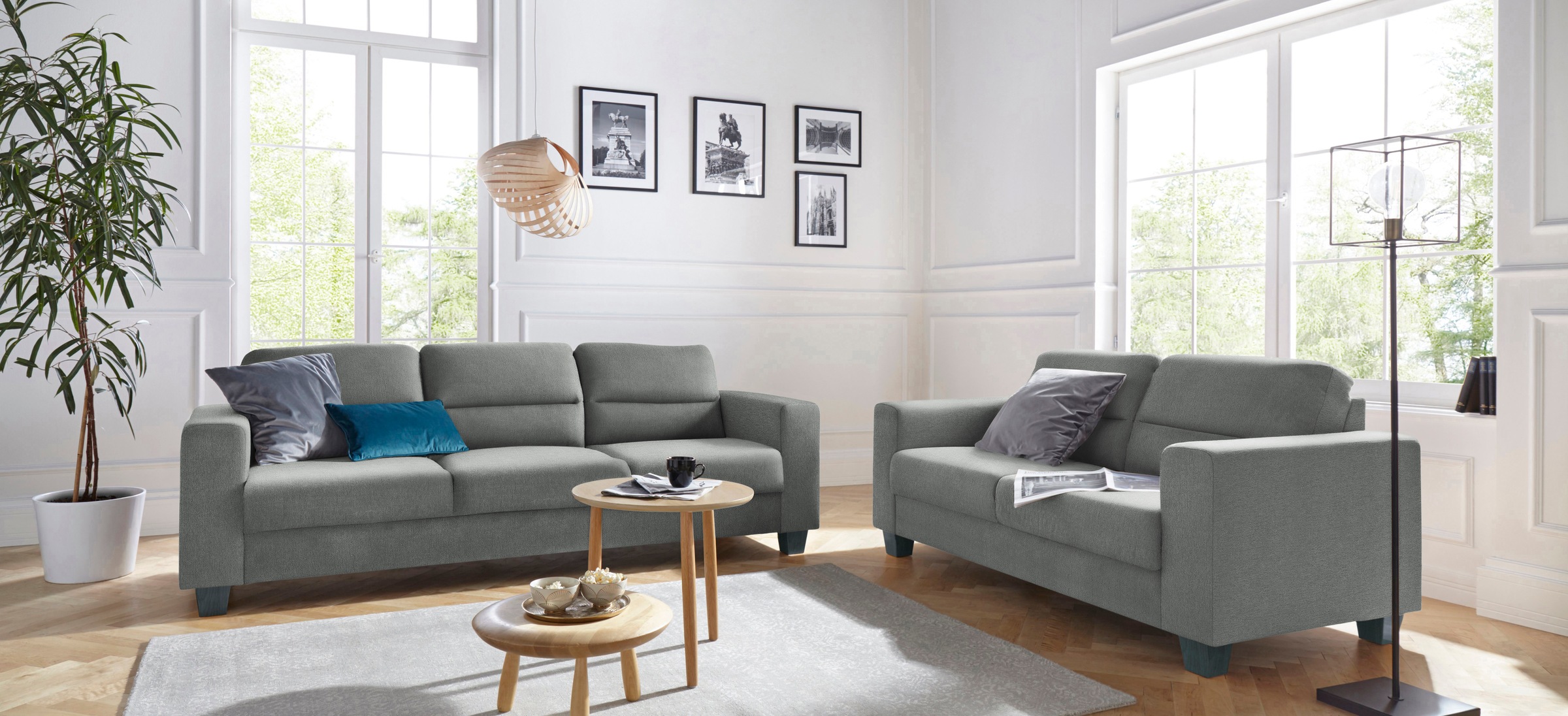 TRENDMANUFAKTUR 2,5-Sitzer »Chamber mit hohem Sitzkomfort«, in zeitloser Optik, Kopfstützen optional bestellbar