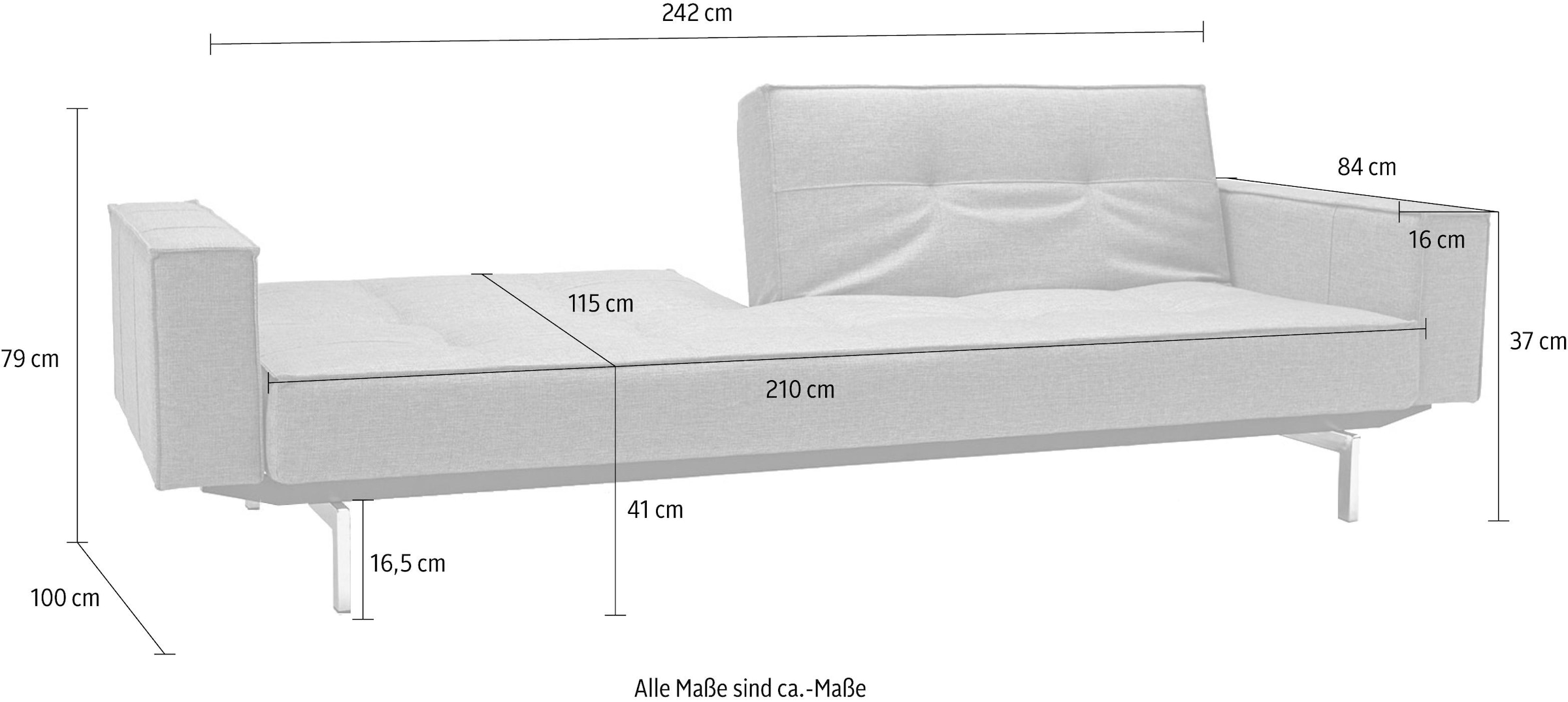 BAUR und skandinavischen INNOVATION LIVING Design in Beinen, ™ Armlehne »Splitback«, mit chromglänzenden | Sofa