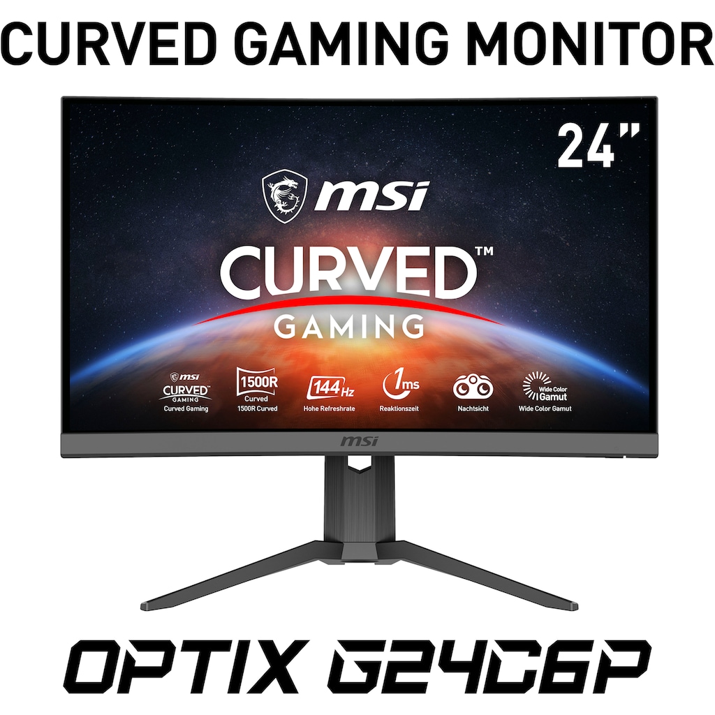 MSI Curved-Gaming-LED-Monitor »Optix G24C6P«, 60 cm/24 Zoll, 1920 x 1080 px, Full HD, 1 ms Reaktionszeit, 144 Hz