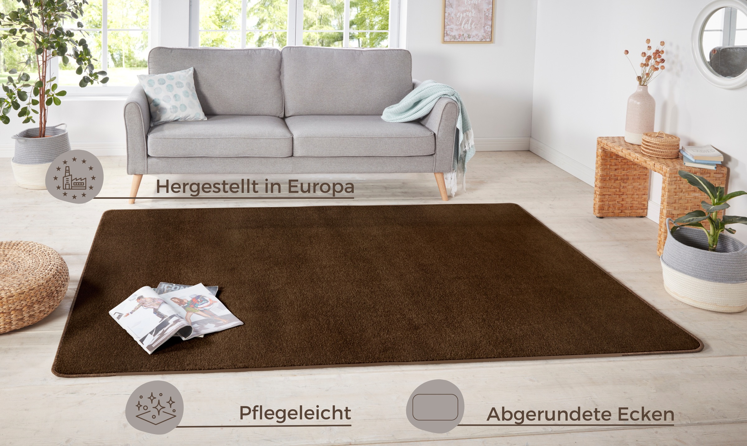 HANSE Home Teppich »Shashi«, rechteckig, 8,5 mm Höhe, Kurzflor, Unifarben, Läufer, weich, Esszimmer, Kinderzimmer, Flur