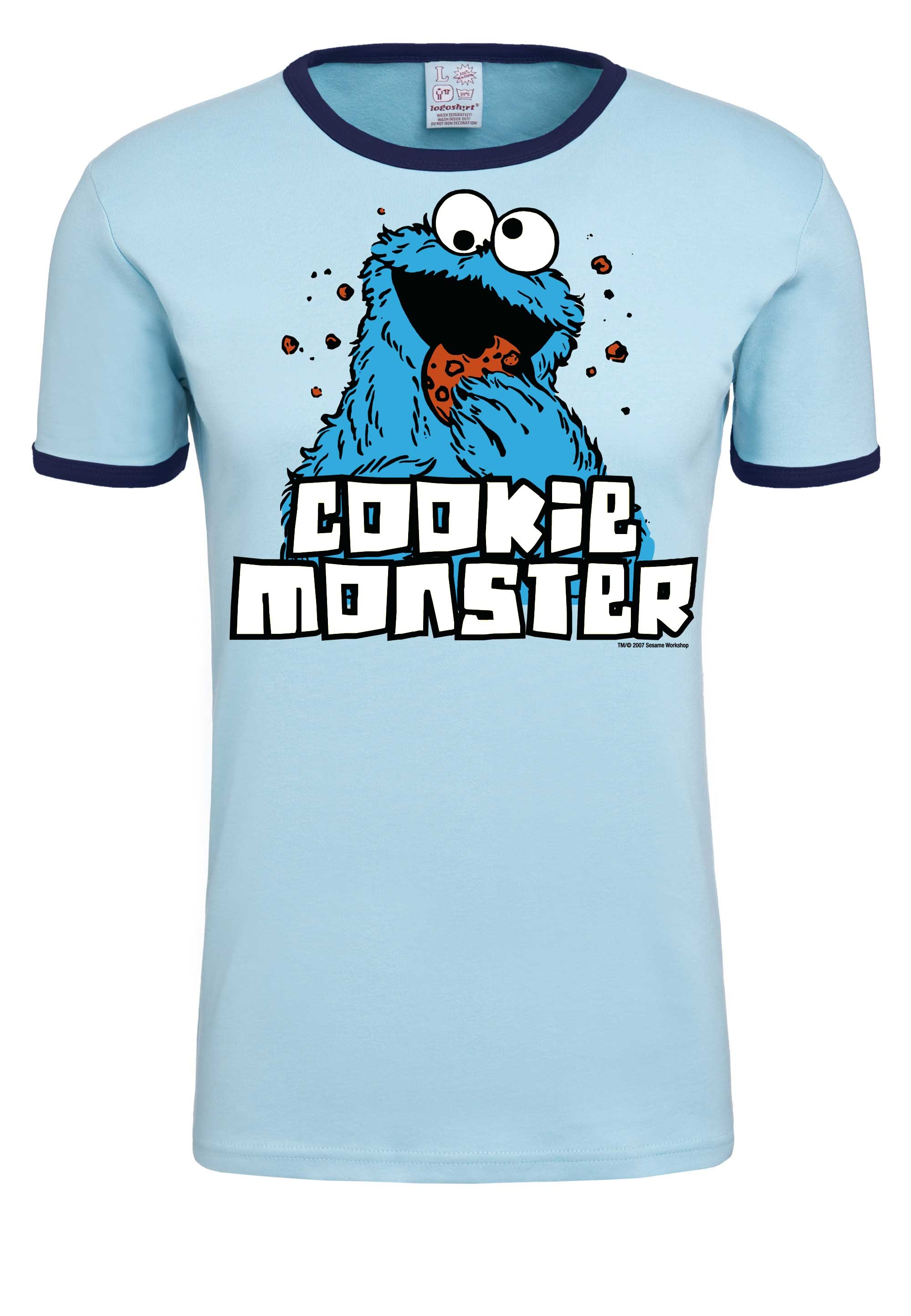 LOGOSHIRT T-Shirt »Cookie Monster«, mit farblich abgesetzten Bündchen