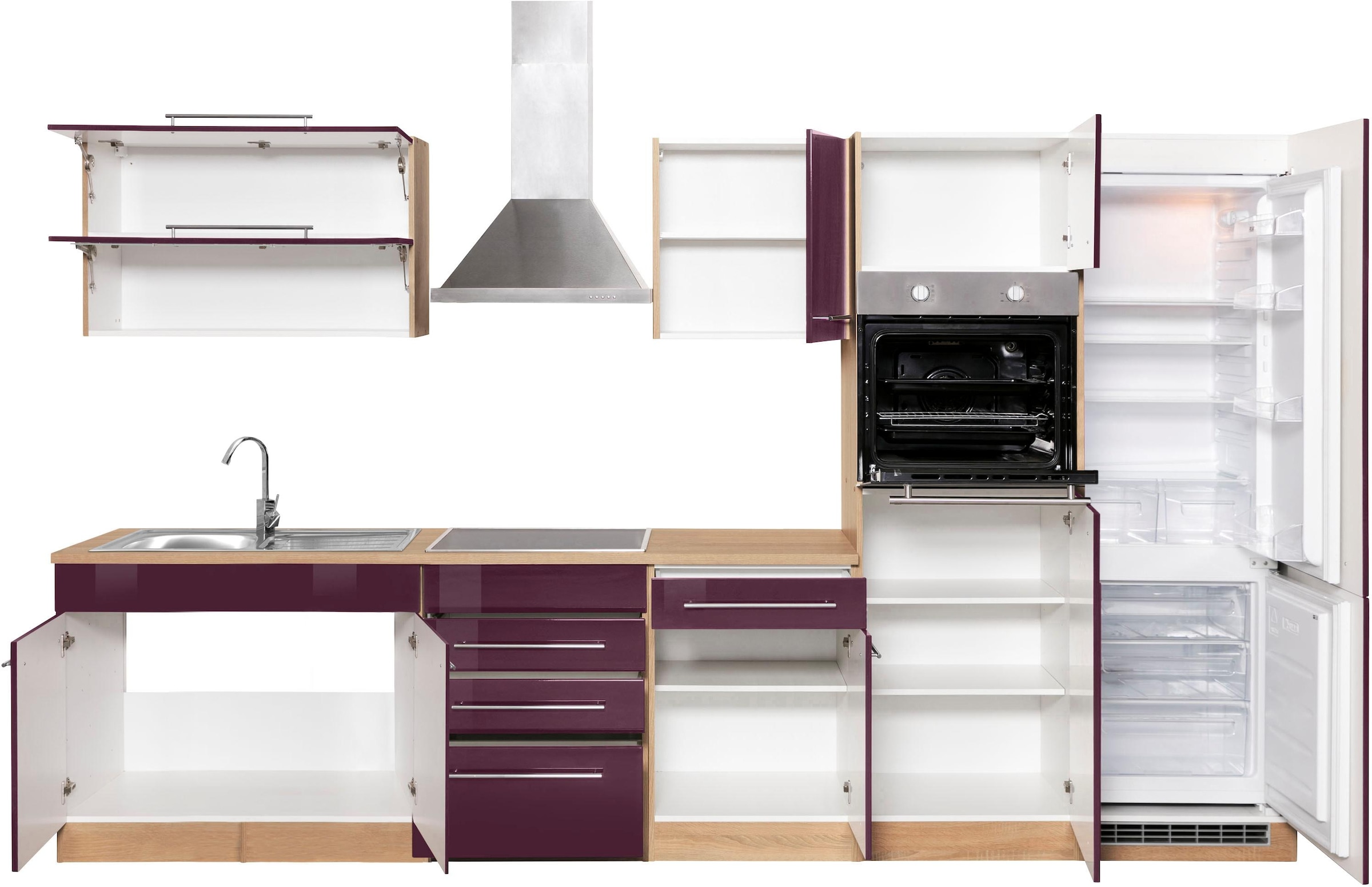 KOCHSTATION Küchenzeile »KS-Eton«, mit E-Geräten, Breite 330 cm