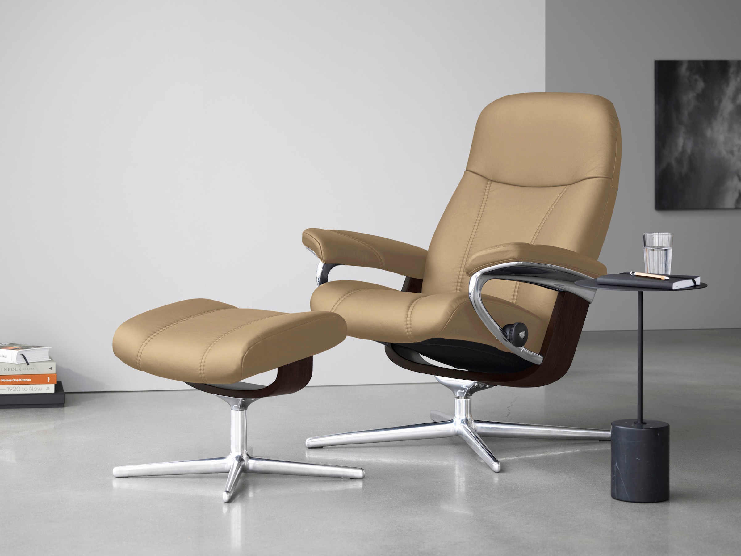 Stressless Relaxsessel "Consul" mit Cross Base, Größe S, M & L, Holzakzent Braun