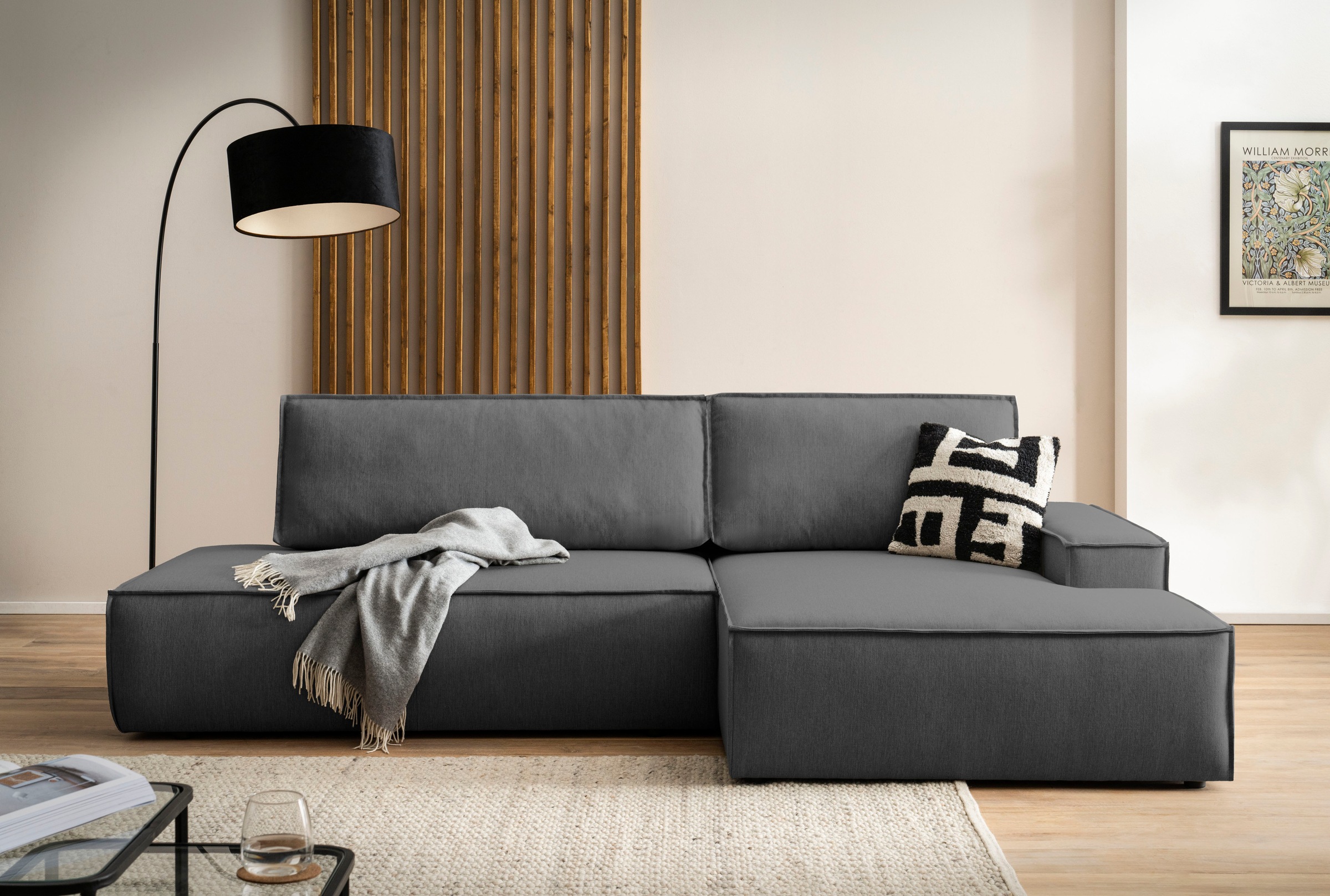 Home affaire Ecksofa "SHERWOOD, Schlafsofa in L-Form offen (275cm), Cord, L günstig online kaufen