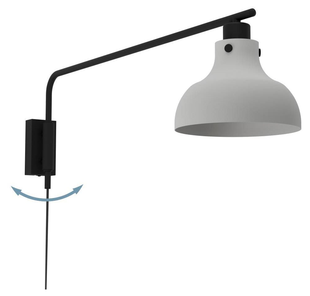 EGLO Wandleuchte »MATLOCK«, 1 flammig, Leuchtmittel E27 | ohne Leuchtmittel, Wandlampe mit Schwenkarm aus Metall in Grau und Schwarz, E27 Fassung