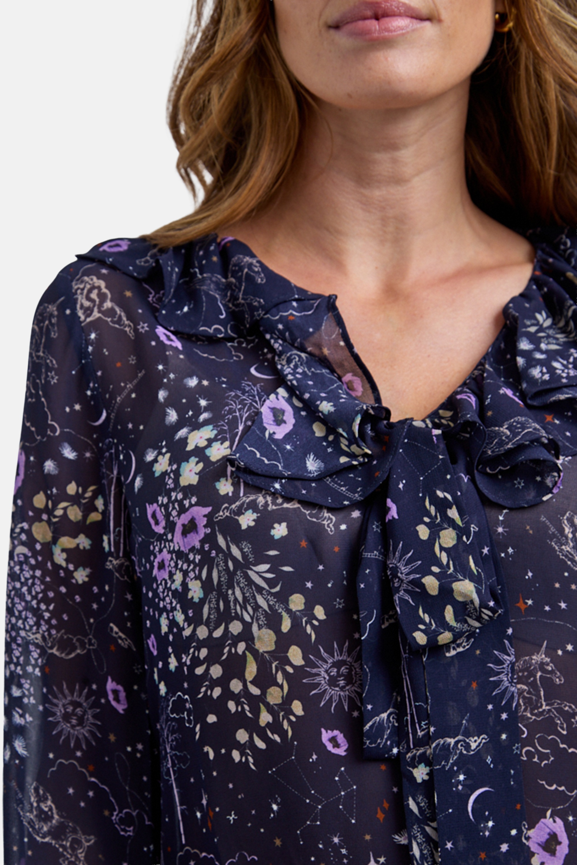 Thumbnail - Lily and Lionel Hemdbluse "Joni Ruffle Neck Zodiac Print Blouse Damen"