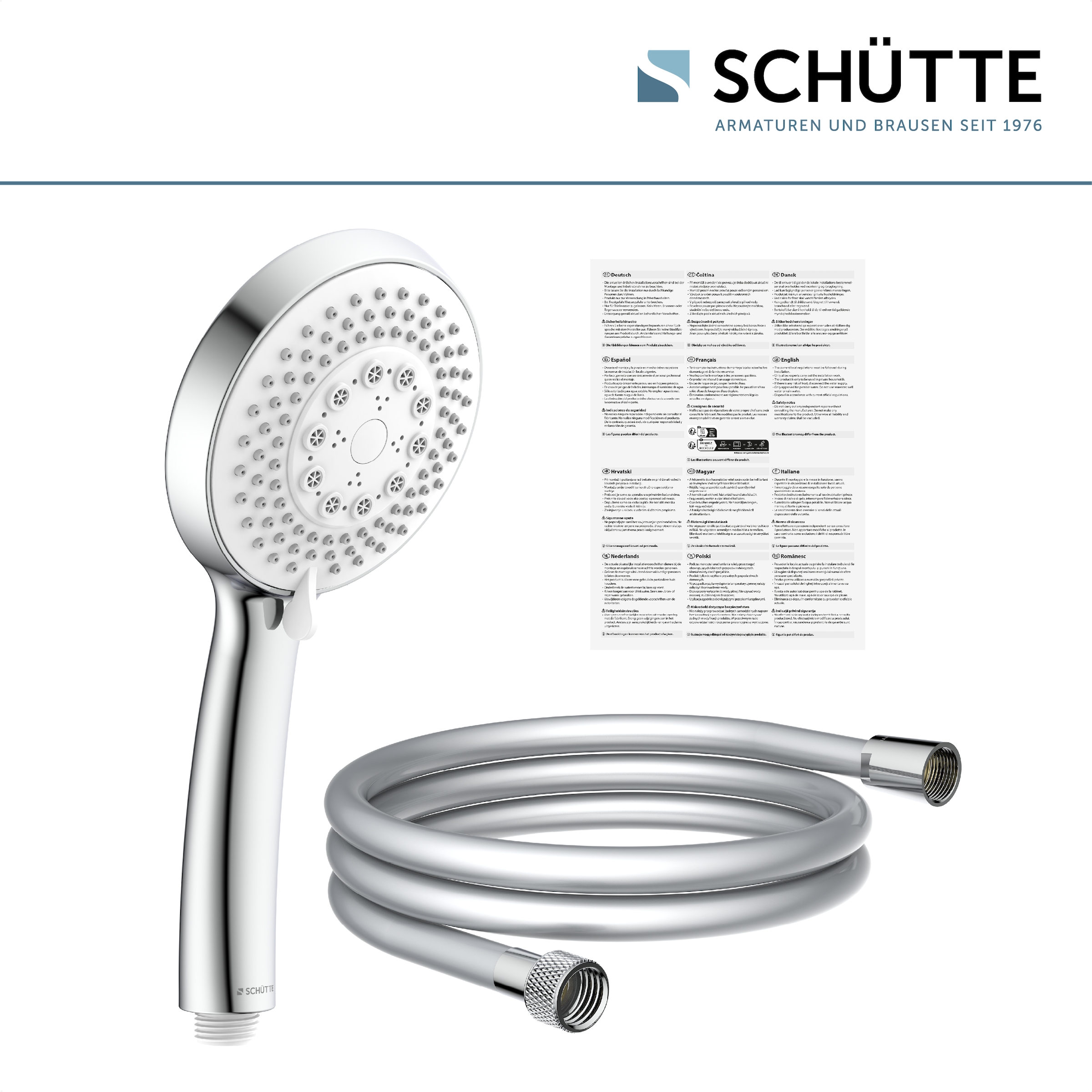 Schütte Brausegarnitur »TORINO« Handbrause-Set, Handbrause, Brauseschlauch, Komplett-Set