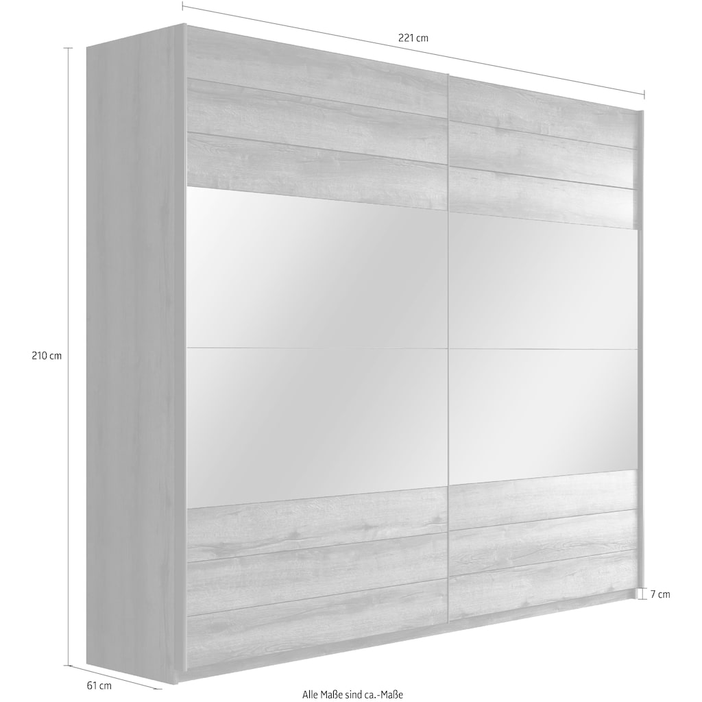 Helvetia Schwebetürenschrank Beta, mit Spiegelelement, inkl. 1 Kleiderstange und 5 Einlegeböden