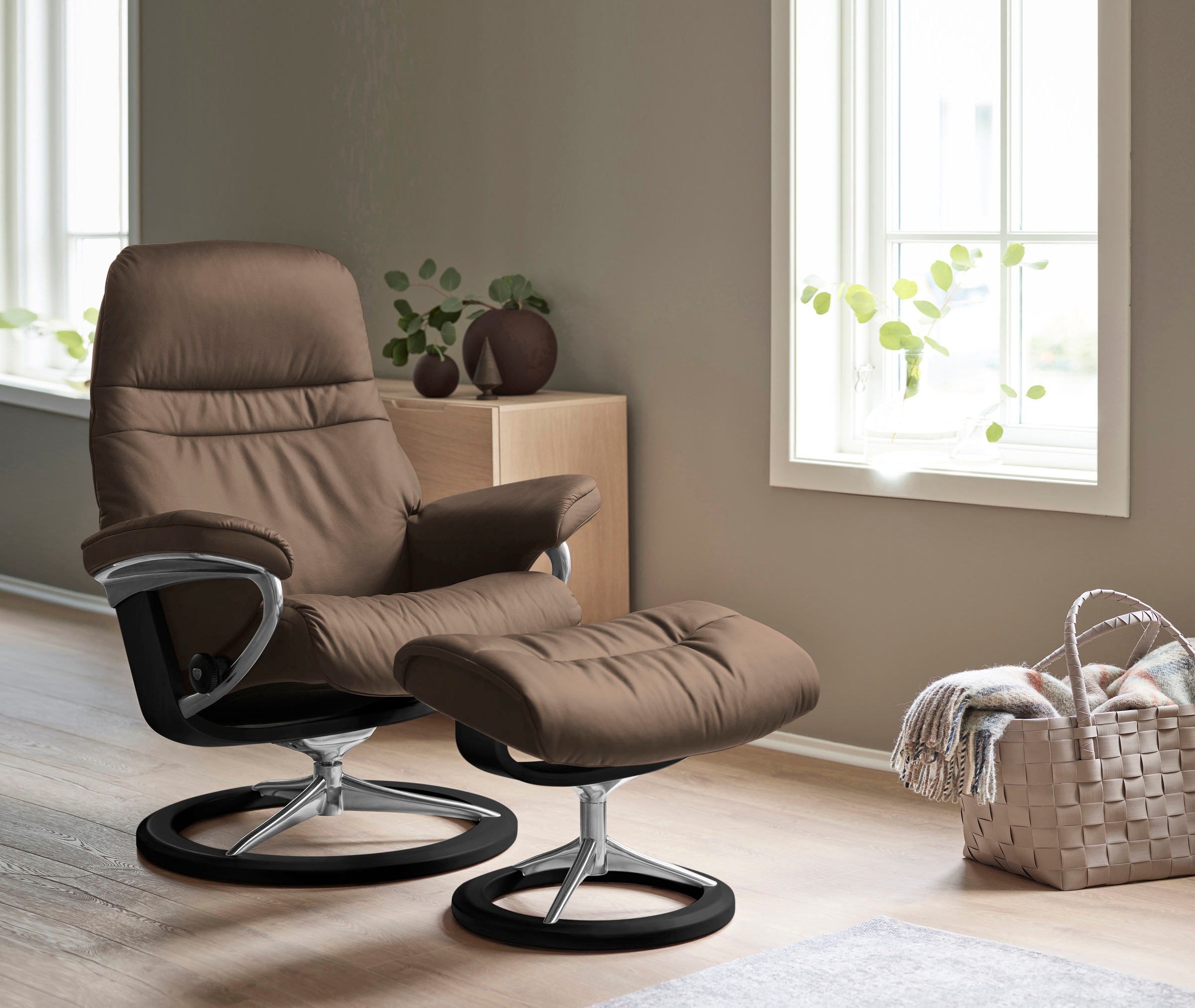 Stressless Relaxsessel "Sunrise" Relaxsessel mit Hocker, mit Signature Base, Größe S, Gestell Schwarz