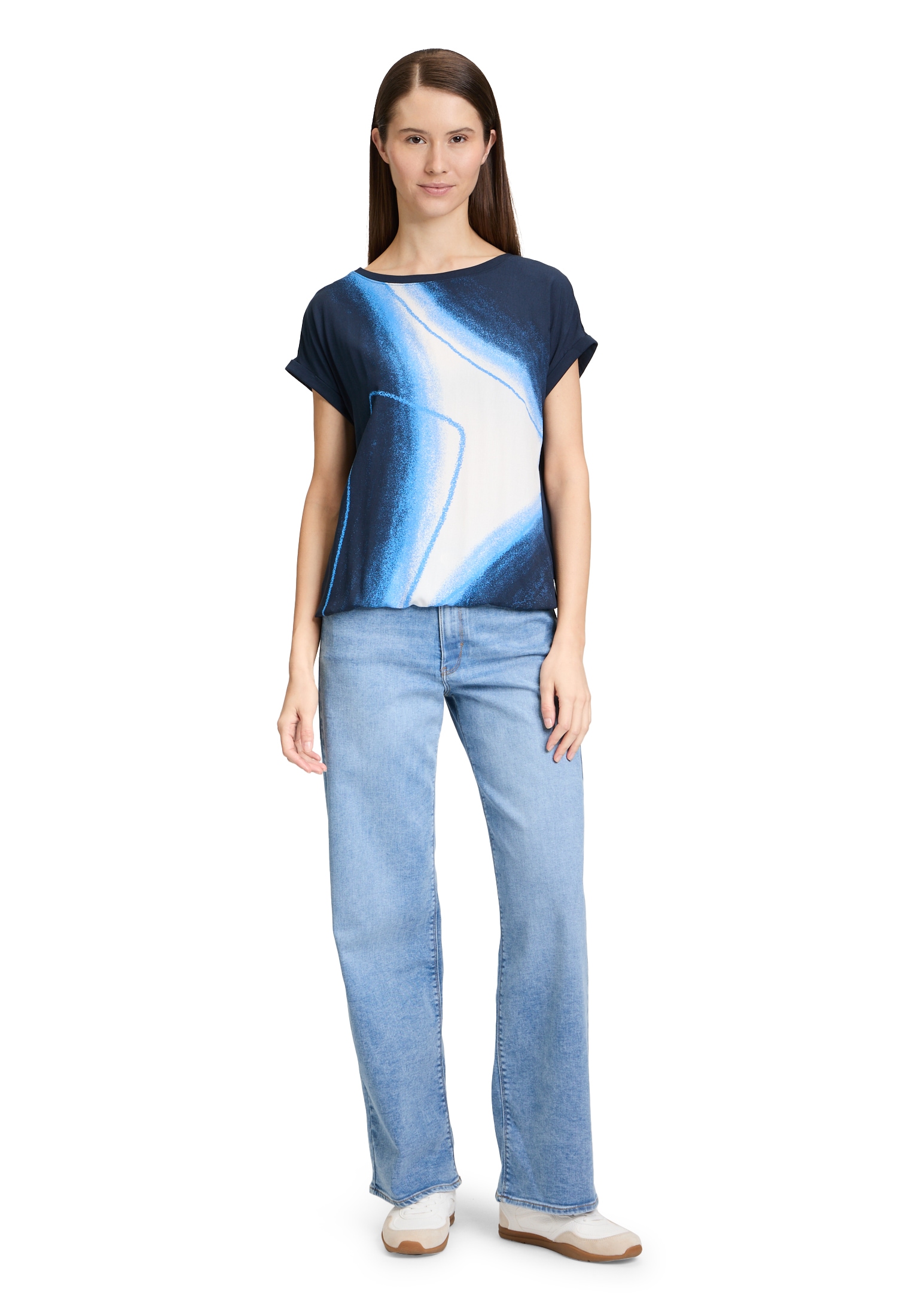 Betty&Co Kurzarmshirt »Betty & Co Casual-Shirt mit Print«, (1 tlg.), Materialmix