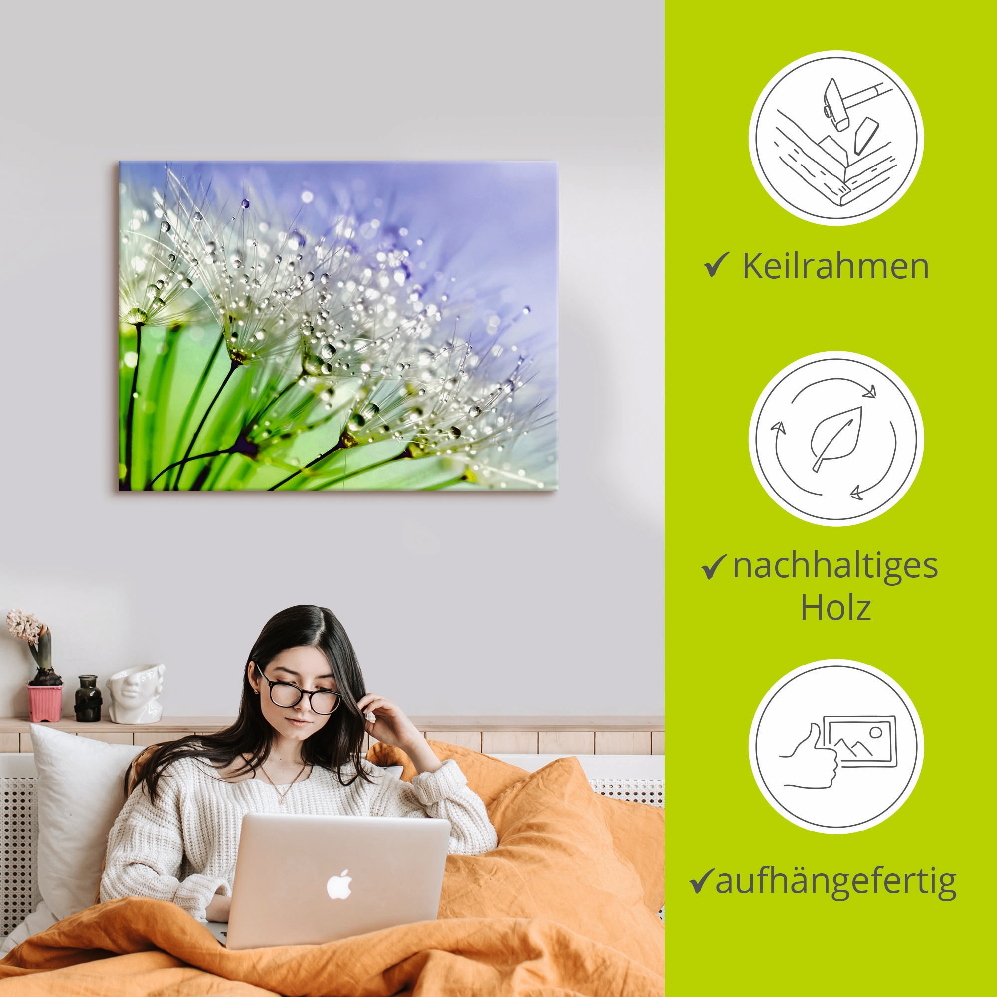 Artland Wandbild »Glitzernde Pusteblume III«, Blumen, (1 St.), als Leinwandbild, Poster, Wandaufkleber in verschied. Größen