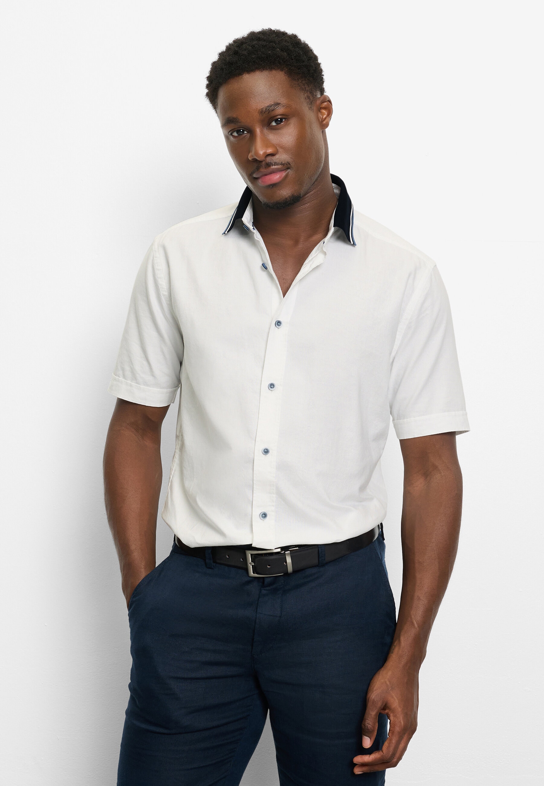OLYMP Langarmhemd "OLYMP Casual, Regular Fit, Polo-Kragen"