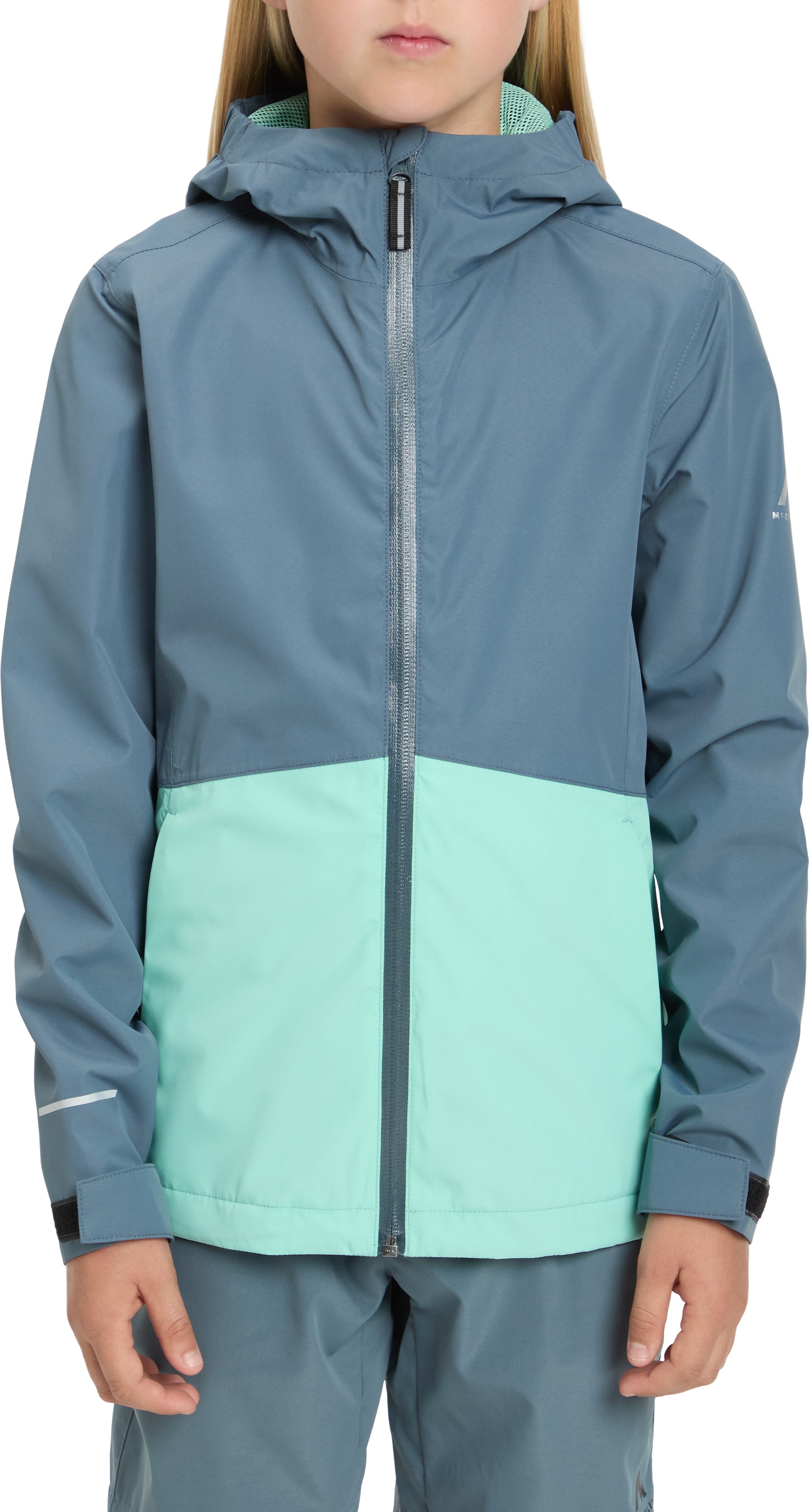 McKINLEY Outdoorjacke "MÄ.-FUNKTIONS-JACKE ALLALIN LT G" mit Kapuze Kontrasteinsatz im Colorblocking-Look, verstellbarer Riegel am Arm