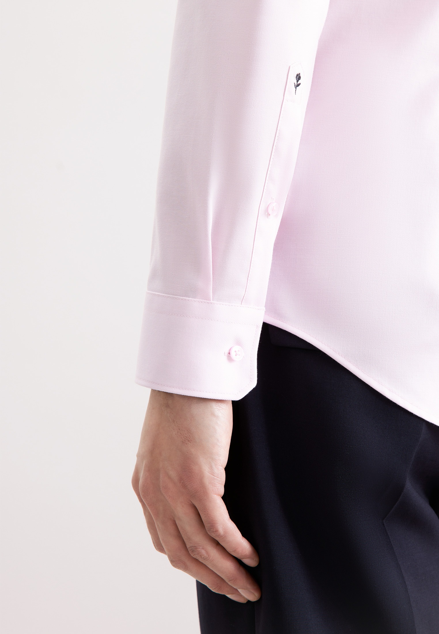 Businesshemd SEIDENSTICKER "Schwarze Rose", Herren, Gr. L (42), normale Ärmellängen, rosé, 100% Baumwolle, unifarben, slim fit, 2-Knopf-Manschette, Hemden, Slim 1/1 Kentkragen Uni 3