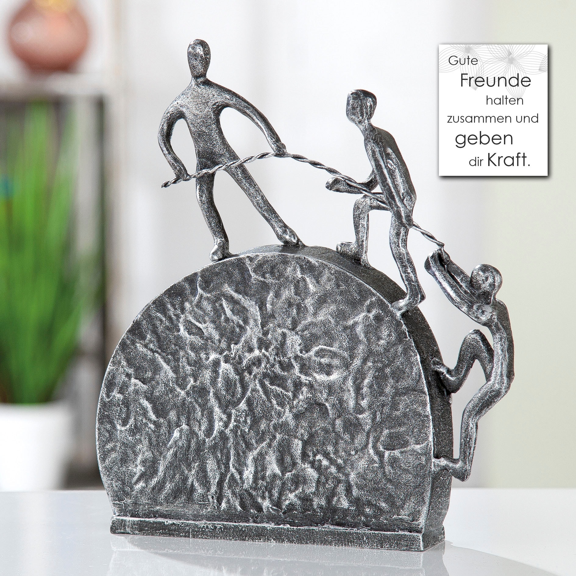 Casablanca by Gilde Dekofigur »Design Skulptur Lifting, silber«, Dekoobjekt,  aus Metall, Höhe 21 cm, antikfinish, Wohnzimmer kaufen | BAUR