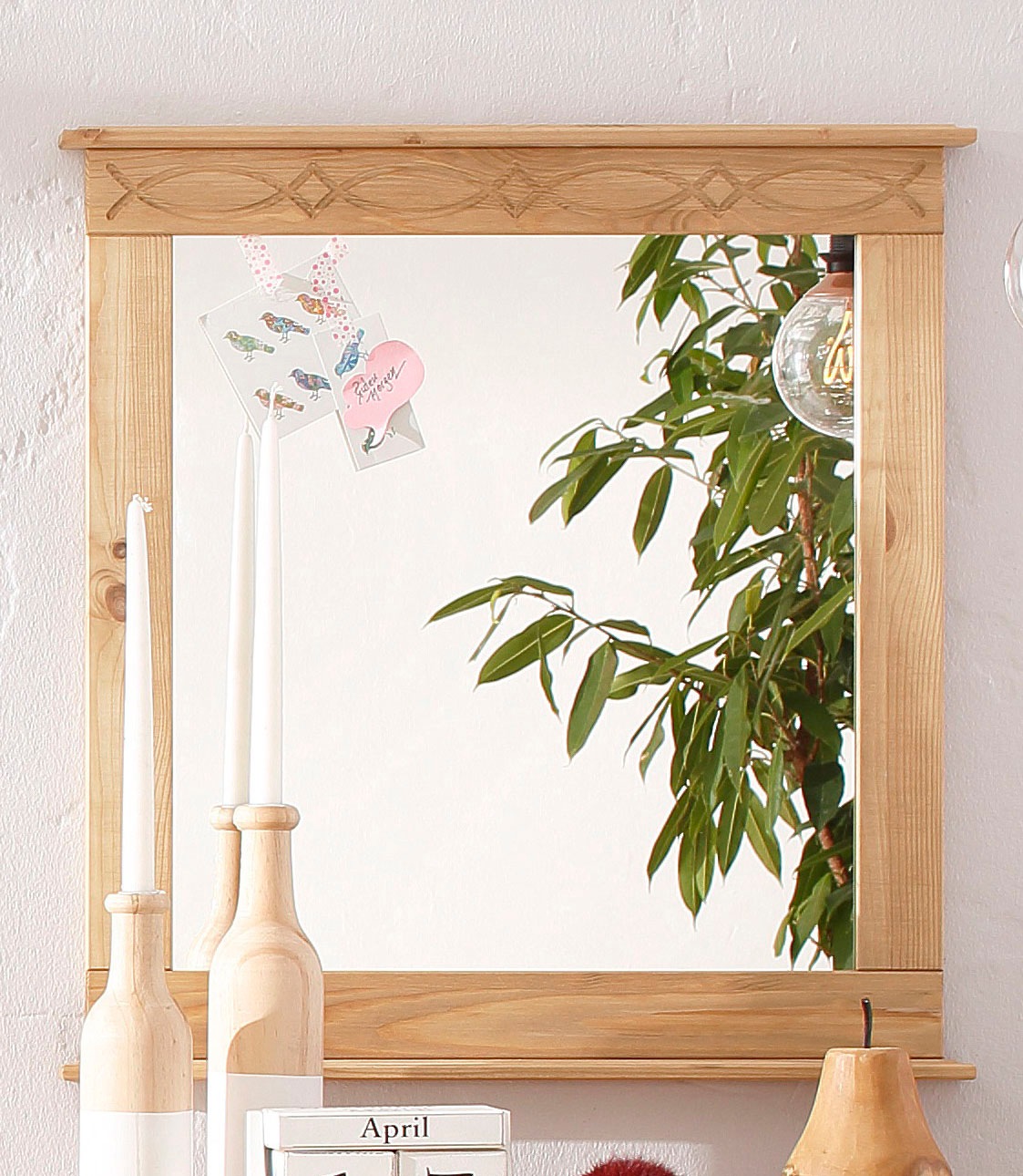 OTTO HOME Spiegel "Indra", B/H/T: 63cm x 78,4cm x 4cm, beige, Spiegel, Rahmen aus massiver Kiefer