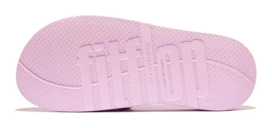 Fitflop Pantolette »IQUSHION ARROW KNIT SLIDES«, Keilabsatz, Sommerschuh, Schlappen mit Logo auf der Bandage