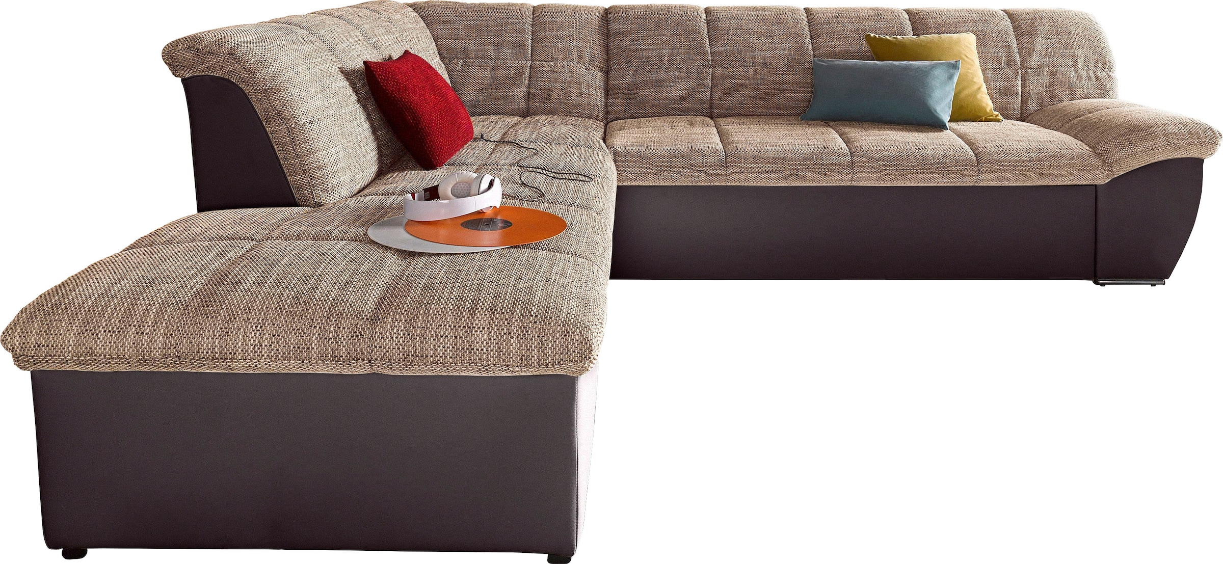 DOMO collection Ecksofa »Splash, aktuelle Sitz- und Rückensteppung, Materialmix, L-Form«, wahlweise mit Bettfunktion