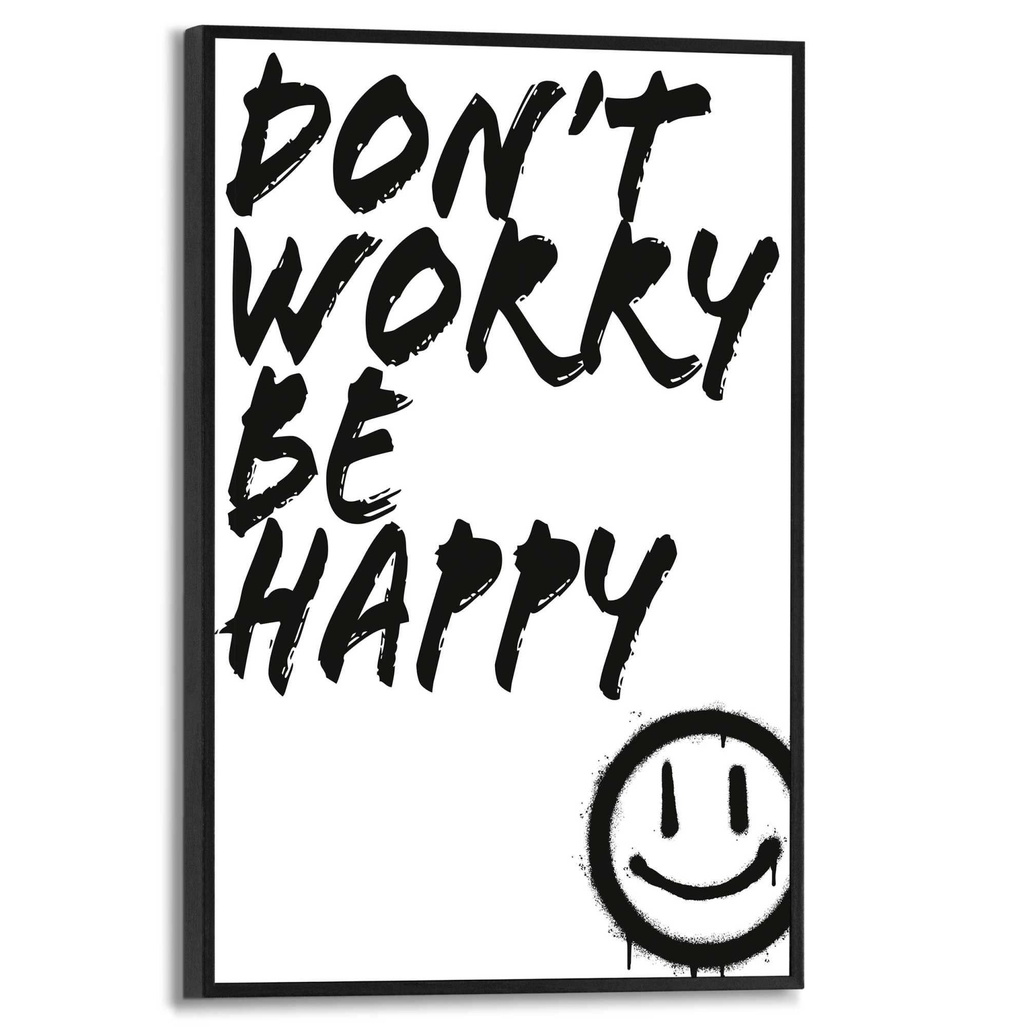 Reinders Poster "Dont Worry", Toilette - Be Happy - Schwarz-Weiß - MDF - Sp günstig online kaufen
