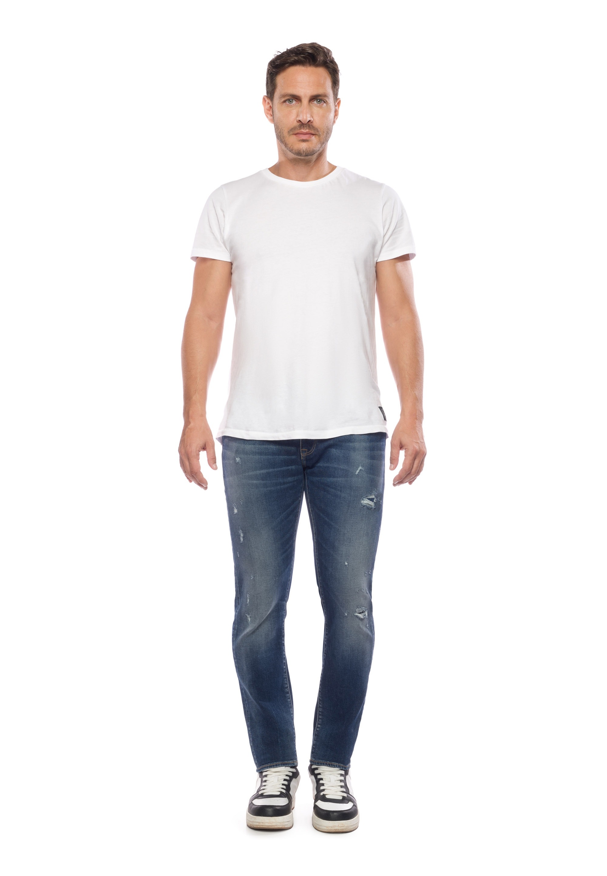 Le Temps Des Cerises Slim-fit-Jeans, mit angesagten Used-Details