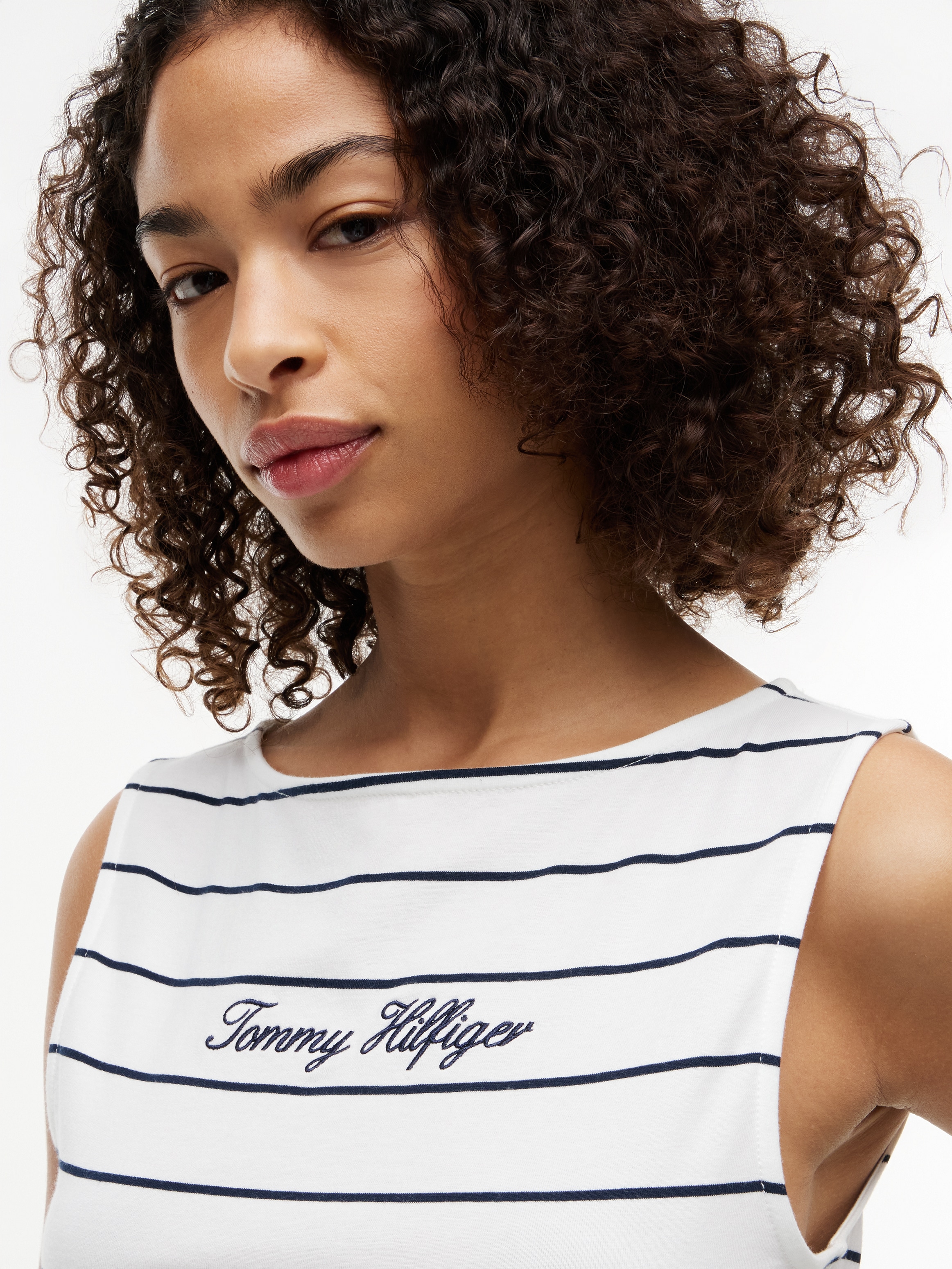 Tommy Hilfiger Tanktop »CLASSIC SCRIPT BOAT-NK TOP« Baumwollmischung, U-Boot Ausschnitt