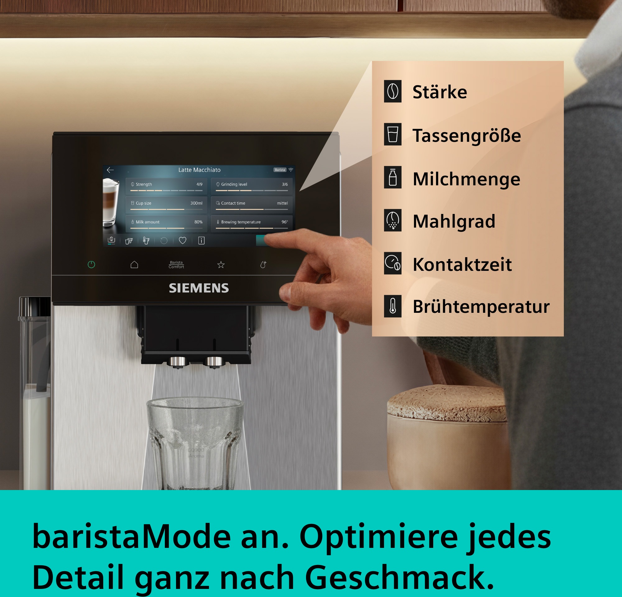 SIEMENS Kaffeevollautomat »TQ923E03« farbiges 6.8'' TFT-Display, individuelle Aromaeinstellung, Edelstahl