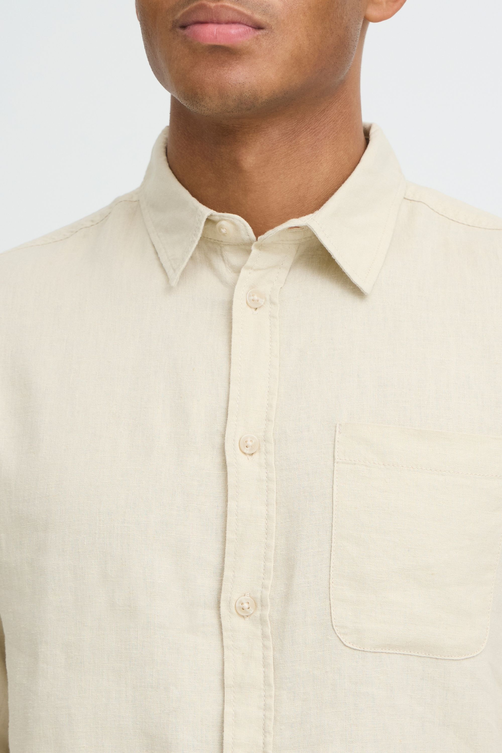 Leinenhemd BLEND "Leinenhemd BHMLinex", Herren, Gr. S, N-Gr, beige (oyster gray), Obermaterial: 55% Leinen LI. 45% Viskose CV., Hemden 6