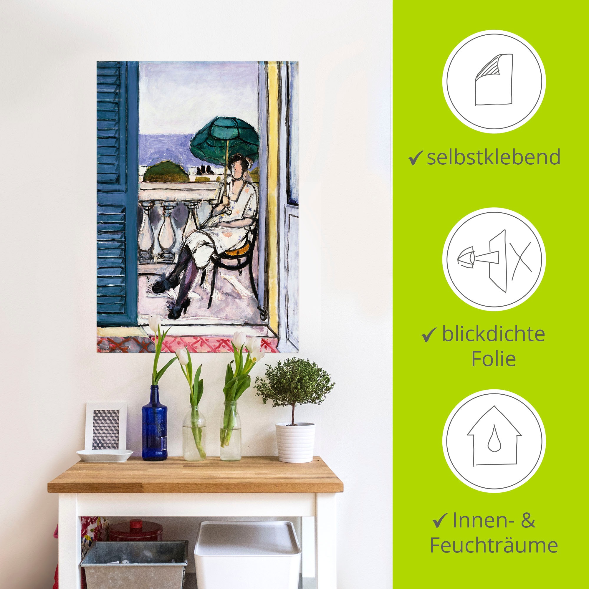 Wandbild ARTLAND "Frau auf einem Balkon. 1919-20", farbe bild(er): farbig, B:90cm H:130cm, Bilder, als Alubild, Leinwandbild, Poster, Wandaufkleber in verschied. Größen 2