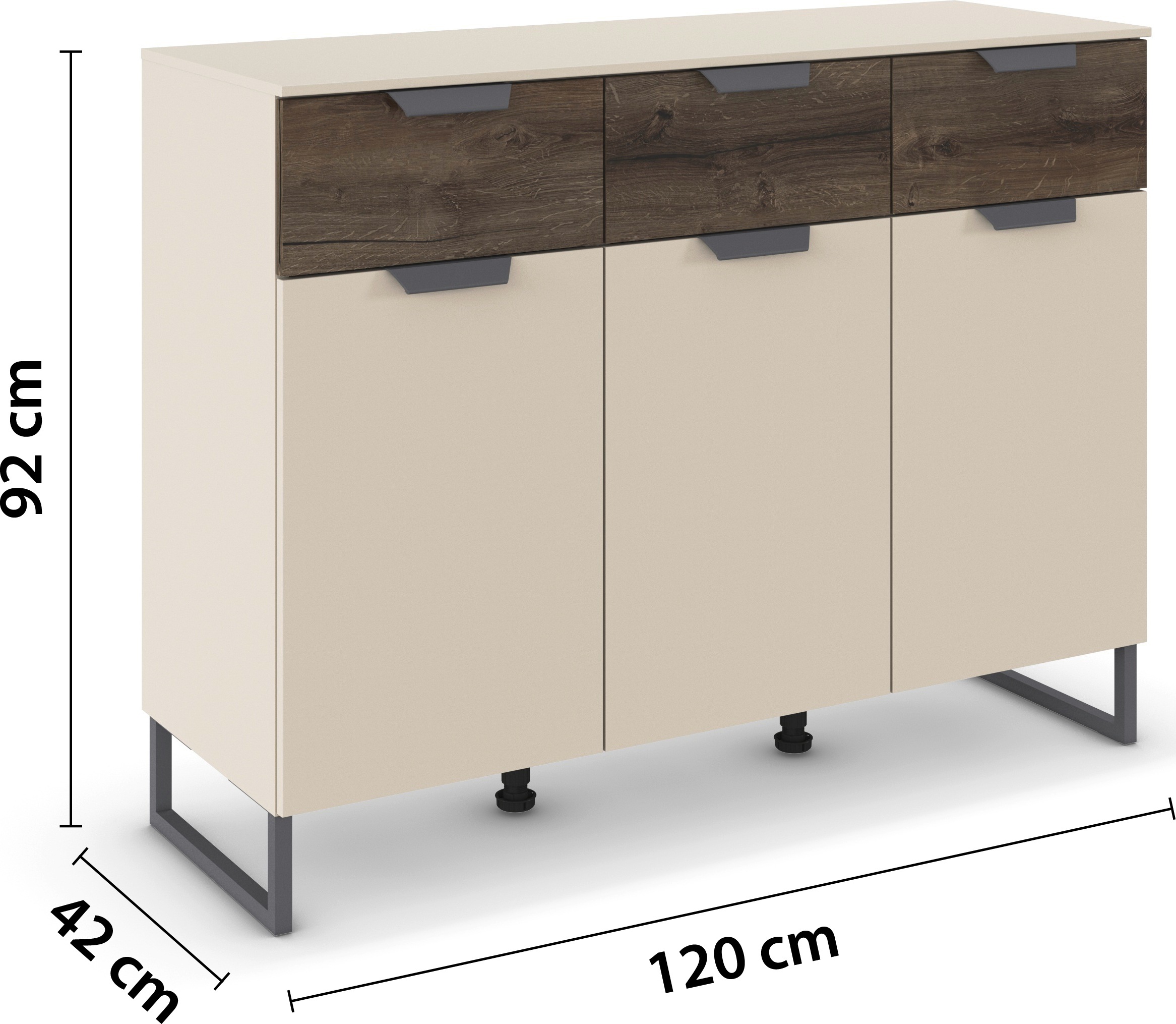 rauch Kombikommode »Barea« Breite 120 cm, Höhe 92 cm,  3 Türen, 3 geräumige Schubladen, Böden verstellbar MADE IN GERMANY