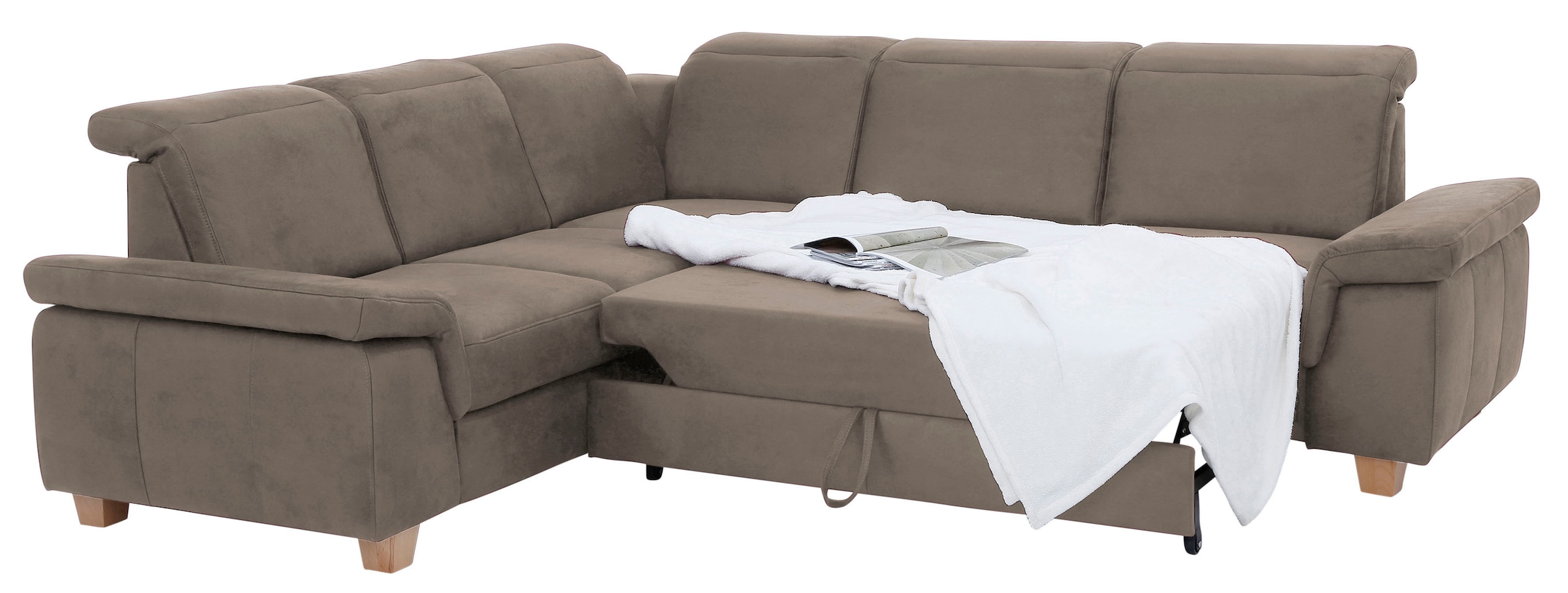 Home affaire Ecksofa »Dalia L-Form«, mit Federkernpolsterung, wahlweise mit Bettfunktion, Bettkasten
