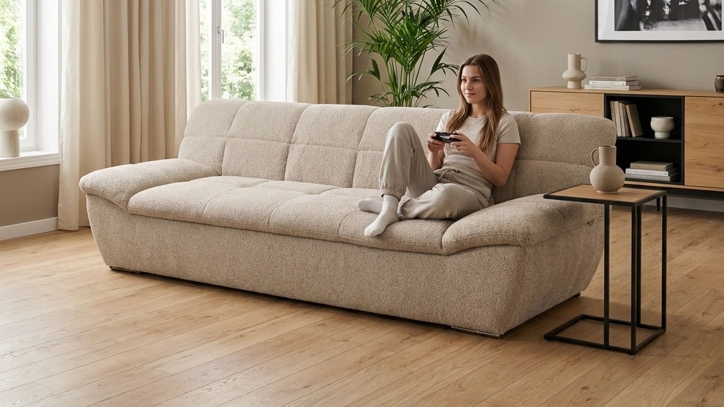 OTTO home 3-Sitzer »Salltum 232 cm breit, formschön, komfortabel« mit Ziernähen in Rücken und im Sitz, pflegeleichter Bezug