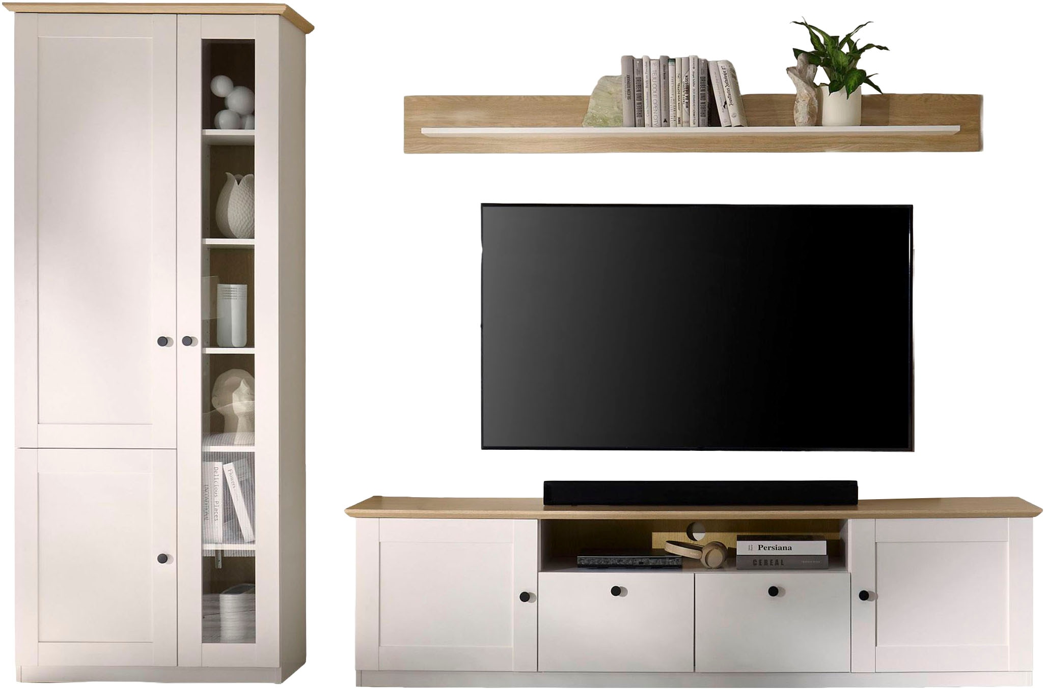 OTTO home Wohnwand »Brest, Anbauwand im Landhausstil, Komplettset, Wohnzimmer-Set« Set, 3 Stk. tlg.