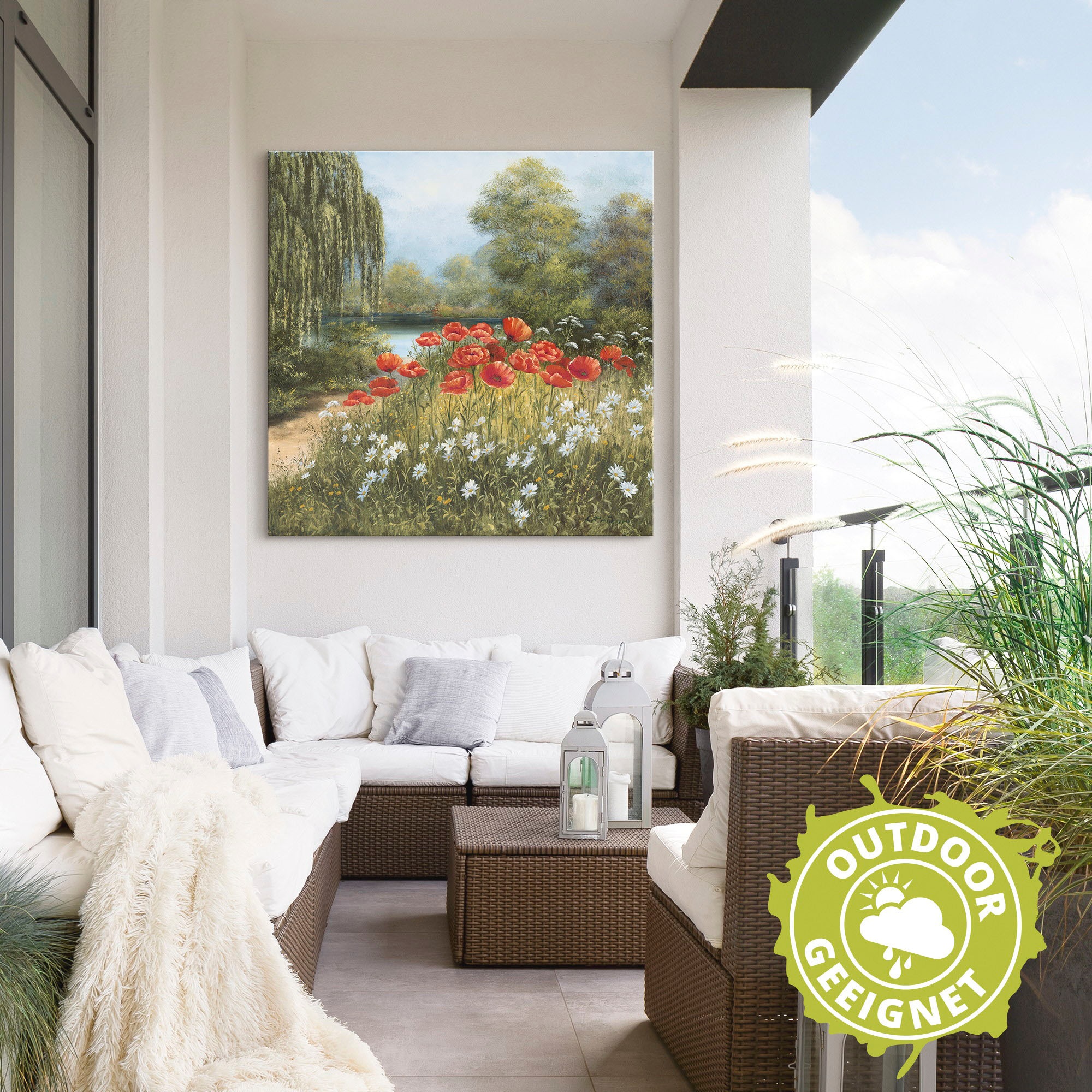 Artland Wandbild "Mohnwiese am See" Blumenwiese 1 Stk. tlg. als Alubild, Ou günstig online kaufen