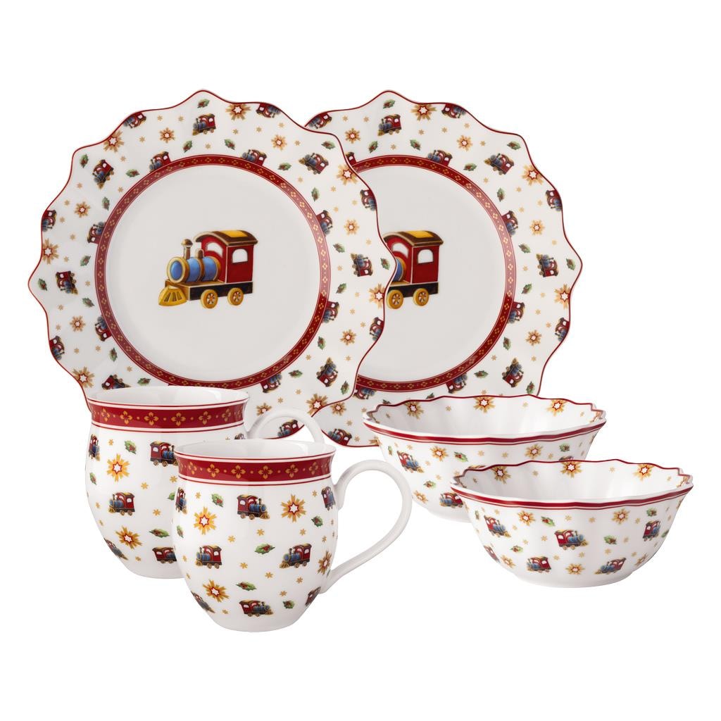 VILLEROY & BOCH Geschirr-Set "Frühstücks-Set Lokomotive Toy's Delight 6er Set bunt", 6, bunt, Geschirr-Sets, Handwäsche wird empfohlen