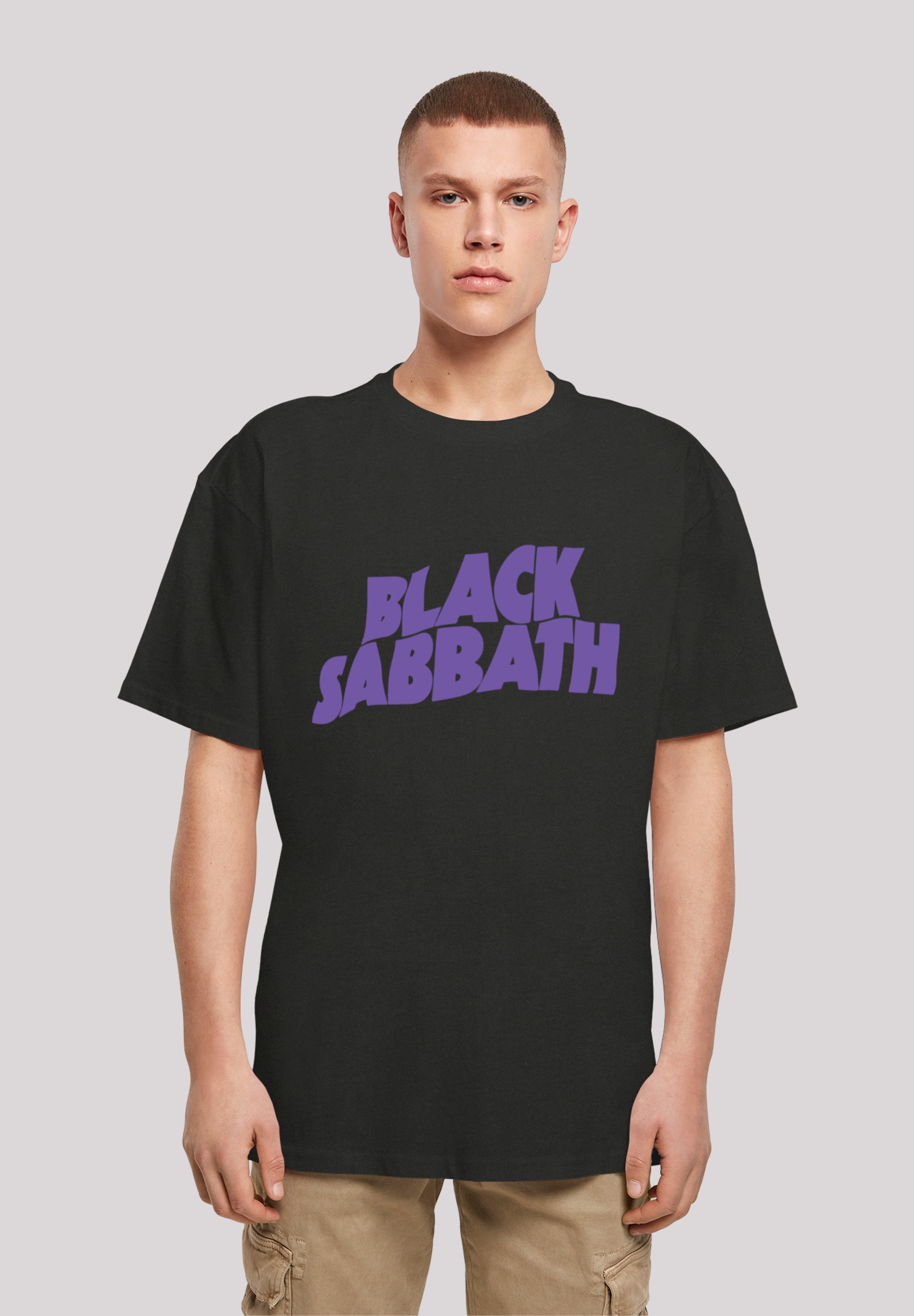 F4NT4STIC T-Shirt »Black Sabbath Heavy Metal Band Wavy Logo Black«, Print