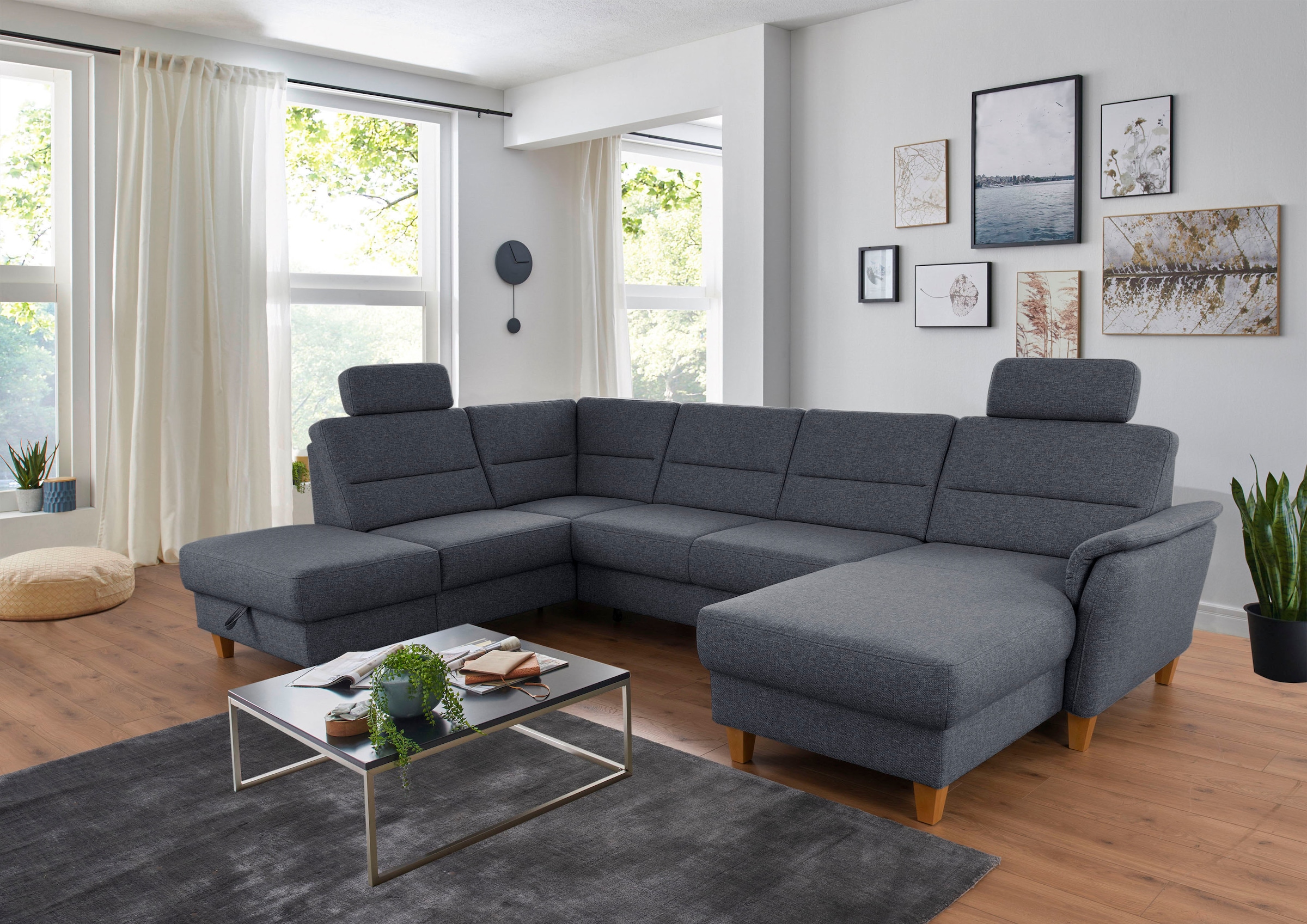 Home affaire Wohnlandschaft "Palmera U-Form, B: 308 cm", optional Bettfunkt günstig online kaufen