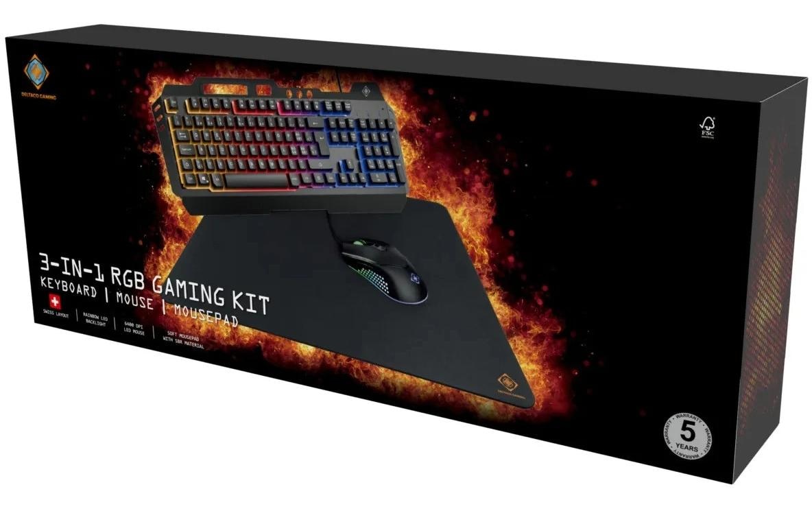DELTACO Gaming-Tastatur »Set GAM-113 V2 3-in-1 RGB« ()