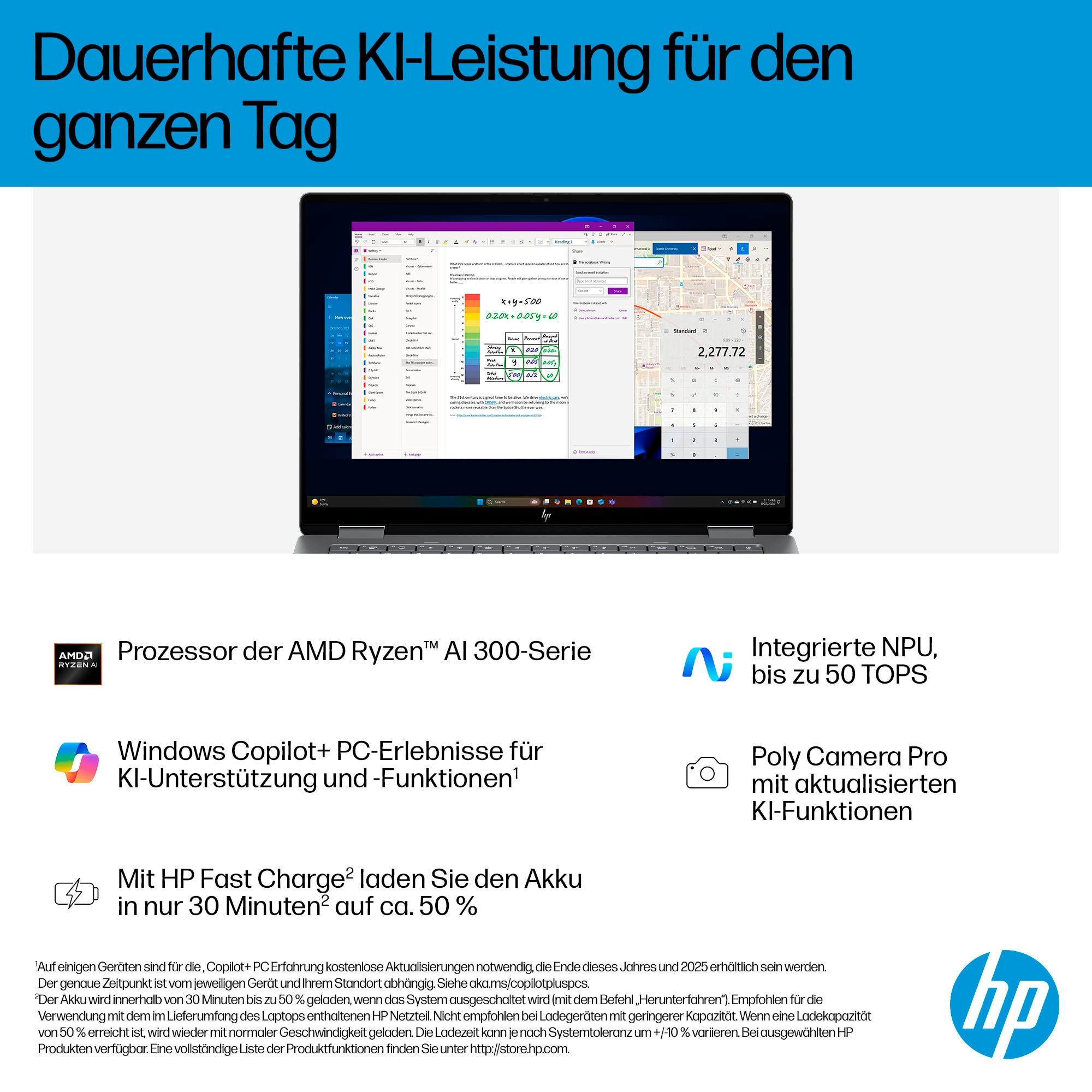 HP Convertible Notebook »OmniBook X Flip 14-fk0078ng«, 35,6 cm, / 14 Zoll, AMD, Ryzen™ AI 7, Radeon 860M, 1000 GB SSD