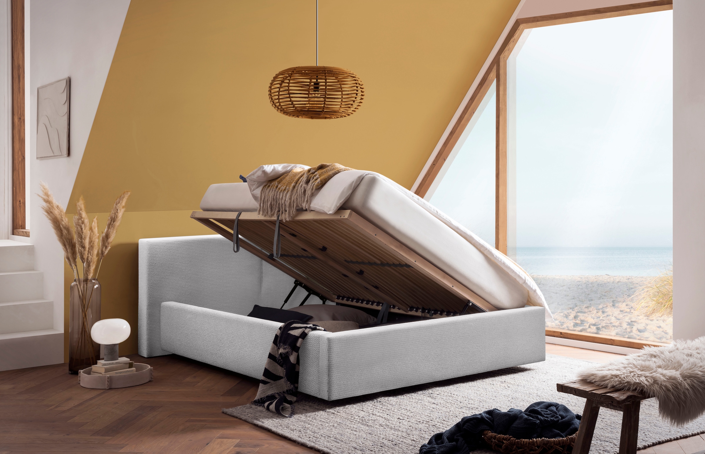 meise.möbel Polsterbett »Cube wahlweise mit Matratze und Bettkasten«, extra flaches Kopfteil, erhältlich in den Breiten 140cm, 160cm & 180cm