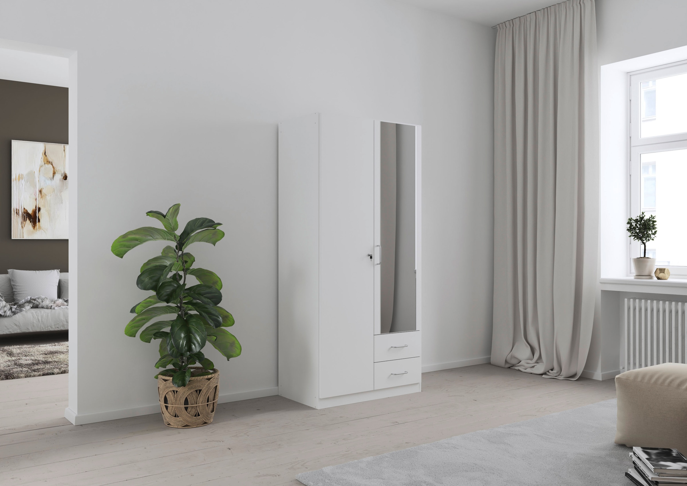 rauch Kleiderschrank »Schrank Garderobe Garderobenschrank Putzschrank Wäscheschrank BERGHEIM« Breiten 91/136/181 cm, Höhe 197 cm,  2 Außenschubladen, Tür/en abschließbar je 2 Schlüssel MADE IN GERMANY