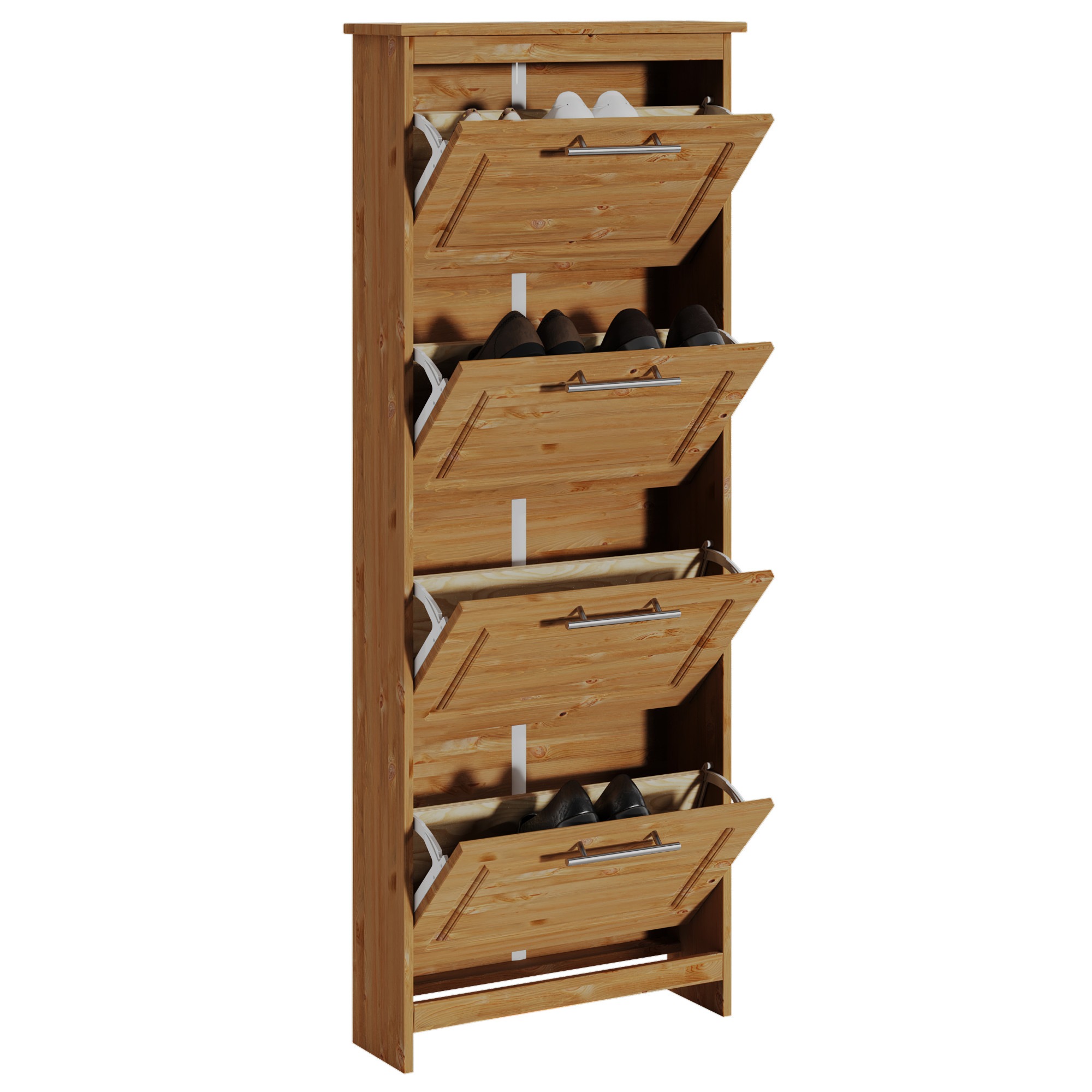 Thumbnail - OTTO home Schuhkipper "Lukas, Schuhkommode, schmal, Schuhregal, Schuhorganizer" aus massiver Kiefer, dekorative Fräsunge...