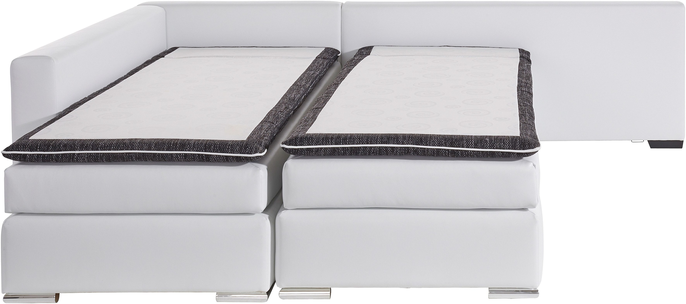 INOSIGN Ecksofa »Boxspringbett Night & Day L-Form mit Dauer-Schlaffunktion o. Armlehnen«, mit Boxspring-Bettfunktion 164x200 cm und Bettkasten, Dauerschläfer!